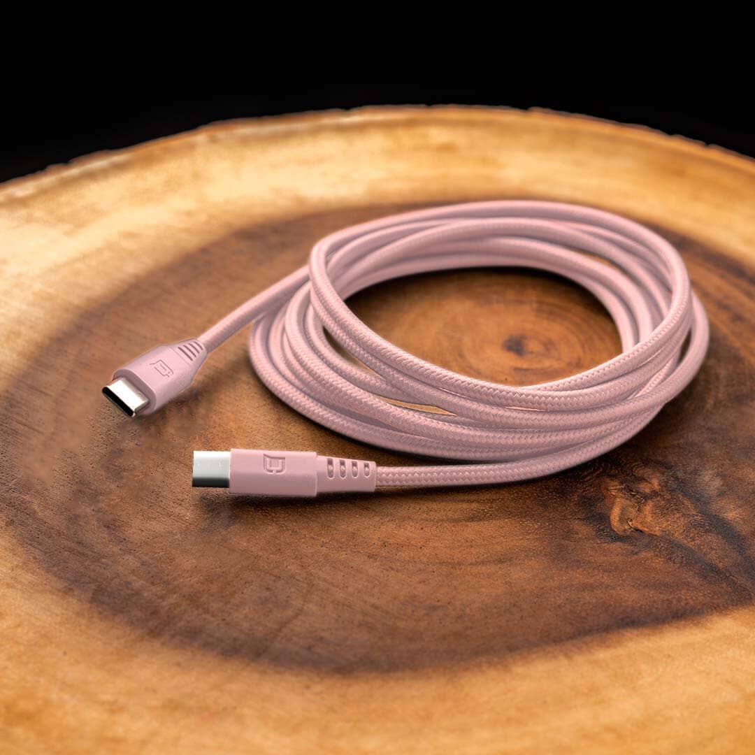 100W USB C to USB C Fast Charging Cable 6.6ft (2M) - PD Compatible, Durable Braided Nylon, Pastel Pink - Perfect for iPhone 15, MacBook, iPad, Samsung Galaxy & More