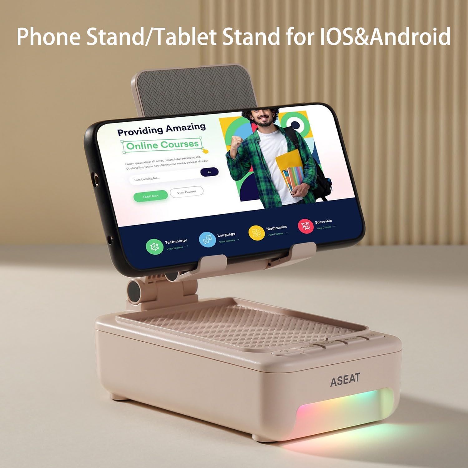Wireless Bluetooth Speaker with LED Color Changing Lights & Phone Stand - Unique Birthday Gifts for Men, Women, Dad, Husband - Perfect for Home, Office, and Travel Use