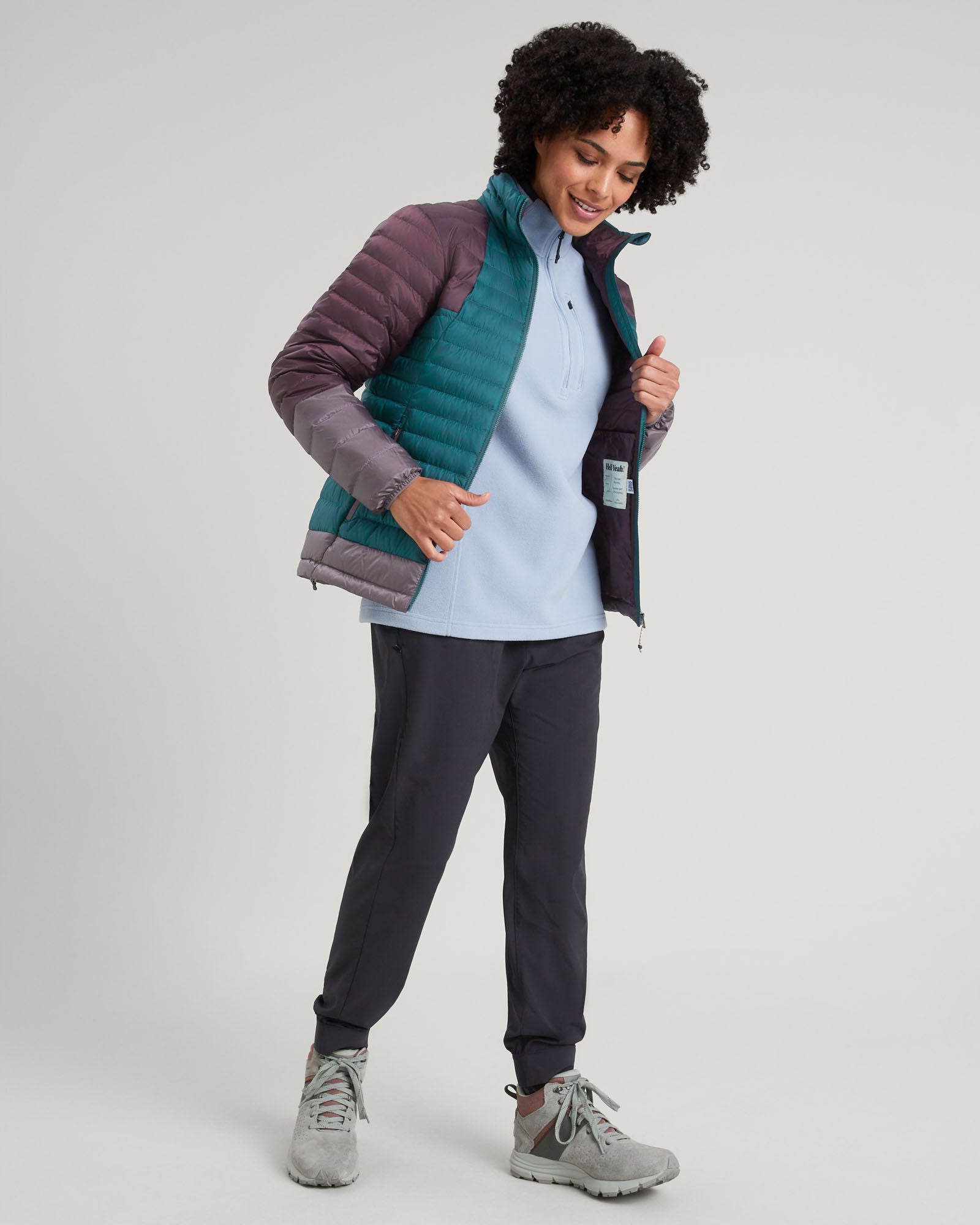 Women's Heli R Down Jacket - Lightweight Warm Winter Coat in Deep Lagoon/Jam/Light Quartz Colors | Perfect for Skiing, Hiking & Cold Weather Outdoor Activities