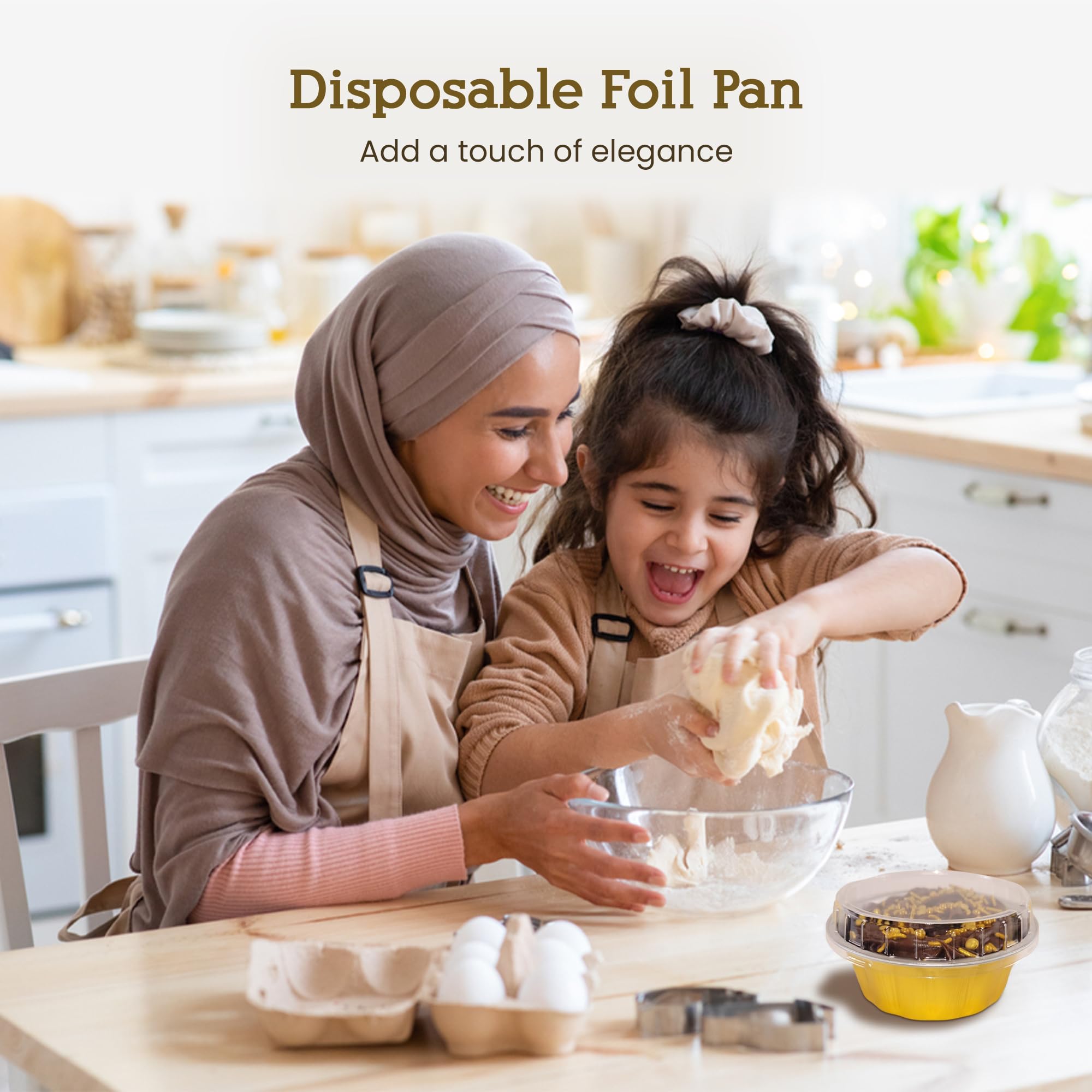 8 oz Disposable Round Aluminum Foil Pans with Snap-on Lids - Mini Cake Pans for Baking, Cooking & Food Storage | Sturdy Scalloped Design, Vibrant Colors | Perfect for Cupcakes, Desserts, Meal Prep & Party Serving (Set of 12)