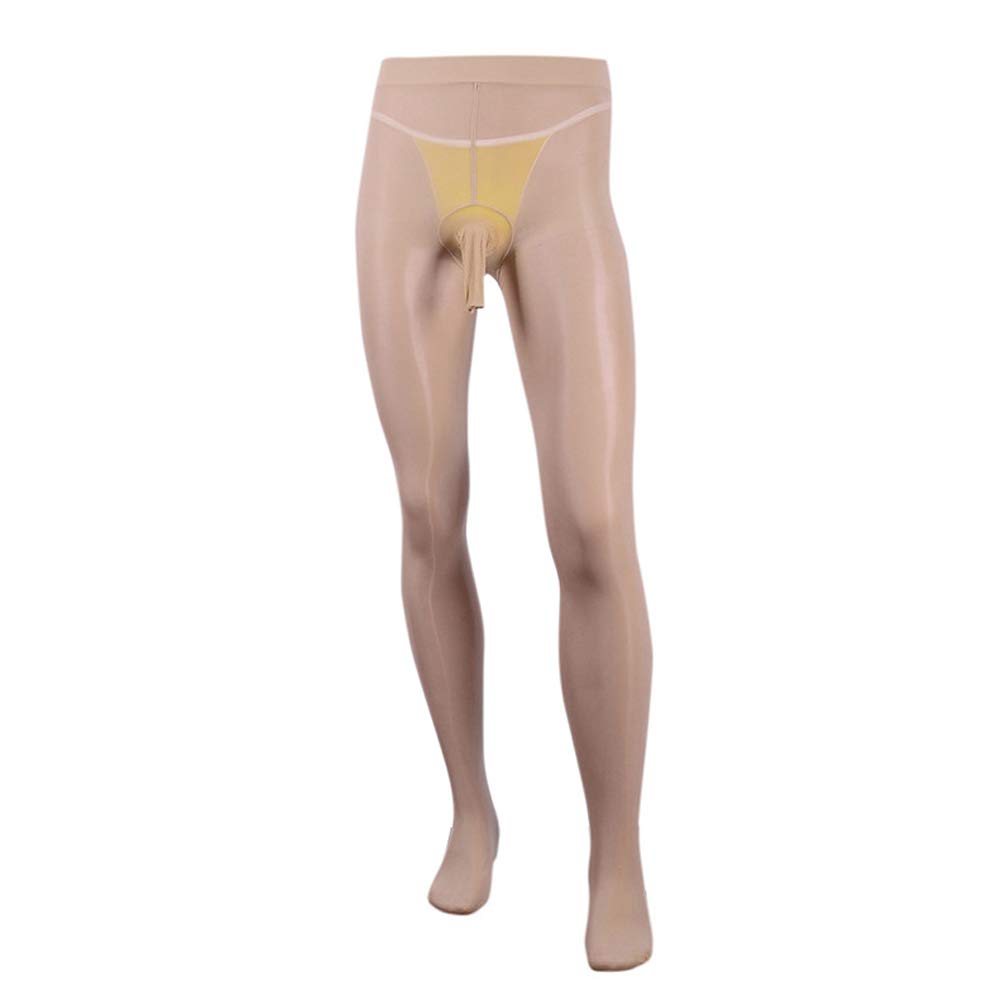 Leesuo Plus Size Men's 8D Oil Shiny Glossy Pantyhose - Sheath Open/Closed Stockings Tights for Cosplay, Fetish & Fashion Outfits