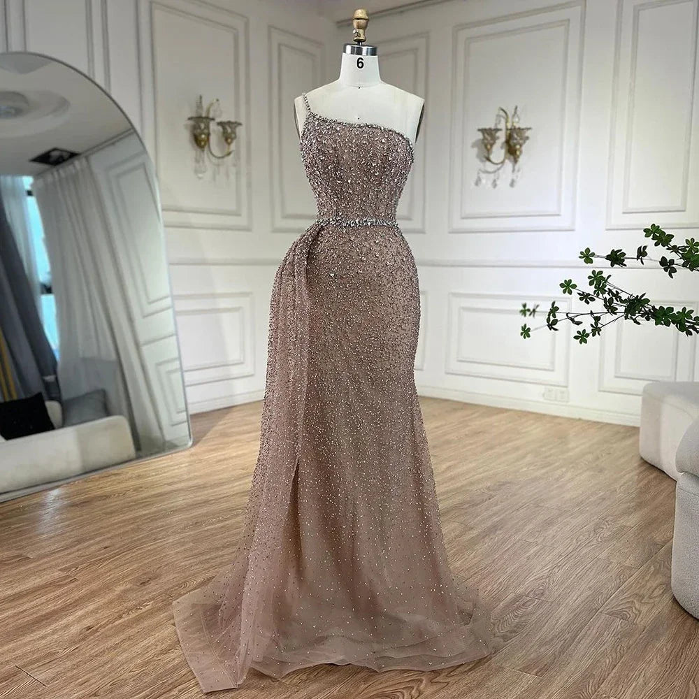 Sparkly Crystal Turquoise One Shoulder Evening Dress LA72144 - Elegant Formal Gown for Prom, Wedding, Cocktail Party & Special Occasions