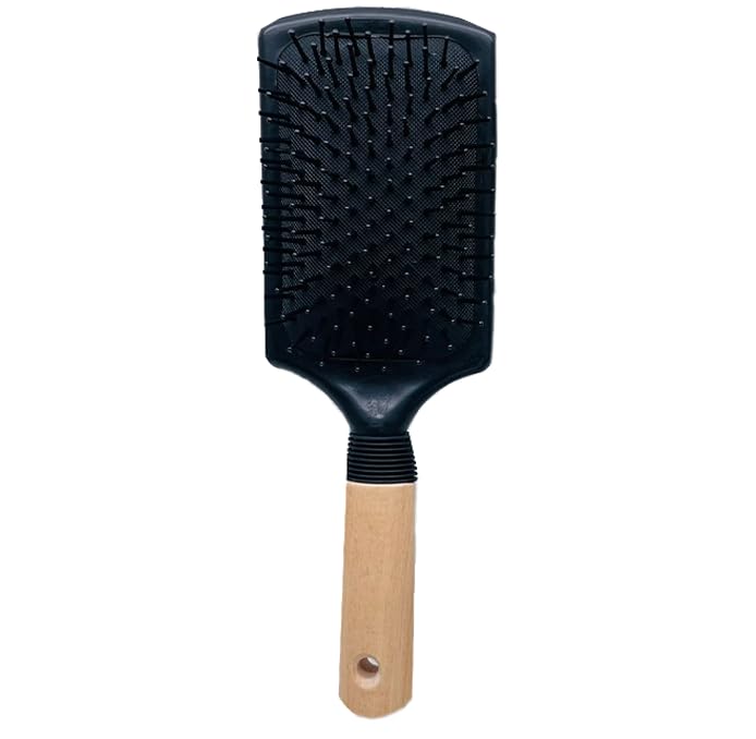 KIRA Wooden Handle Hair Brush with Soft & Bristle - Detangling, Straightening & Styling Brush for Men & Women (Black) - Perfect for Daily Hair Care & Salon Styling