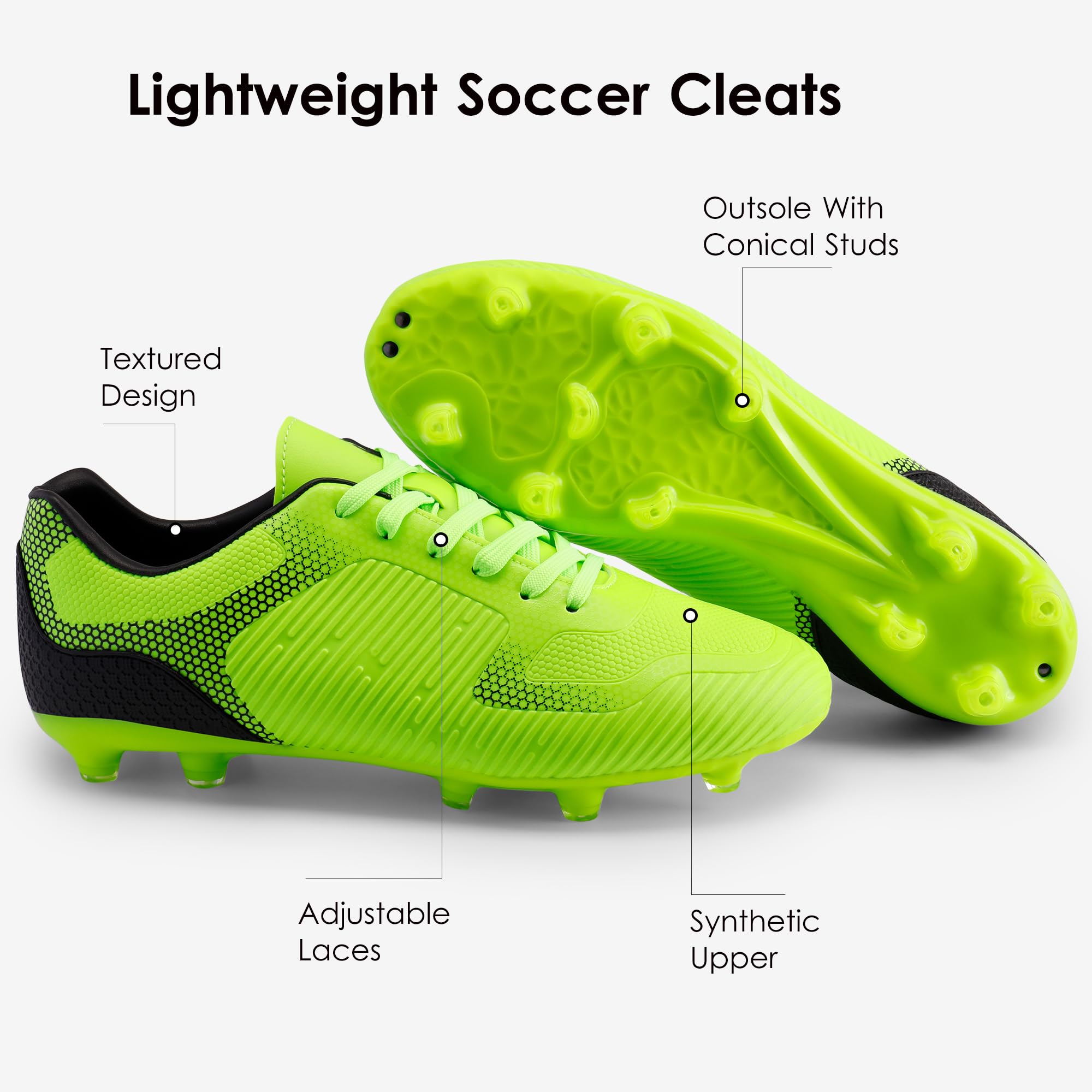 DREAM PAIRS Men's Firm Ground Soccer Cleats - Lightweight Football Shoes for Turf & Grass - Perfect for Training, Matches & Outdoor Sports