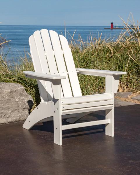 Premium POLYWOOD Black Vineyard Curveback Adirondack Chair - Weather-Resistant Outdoor Patio Furniture for Garden, Poolside & Backyard Relaxation