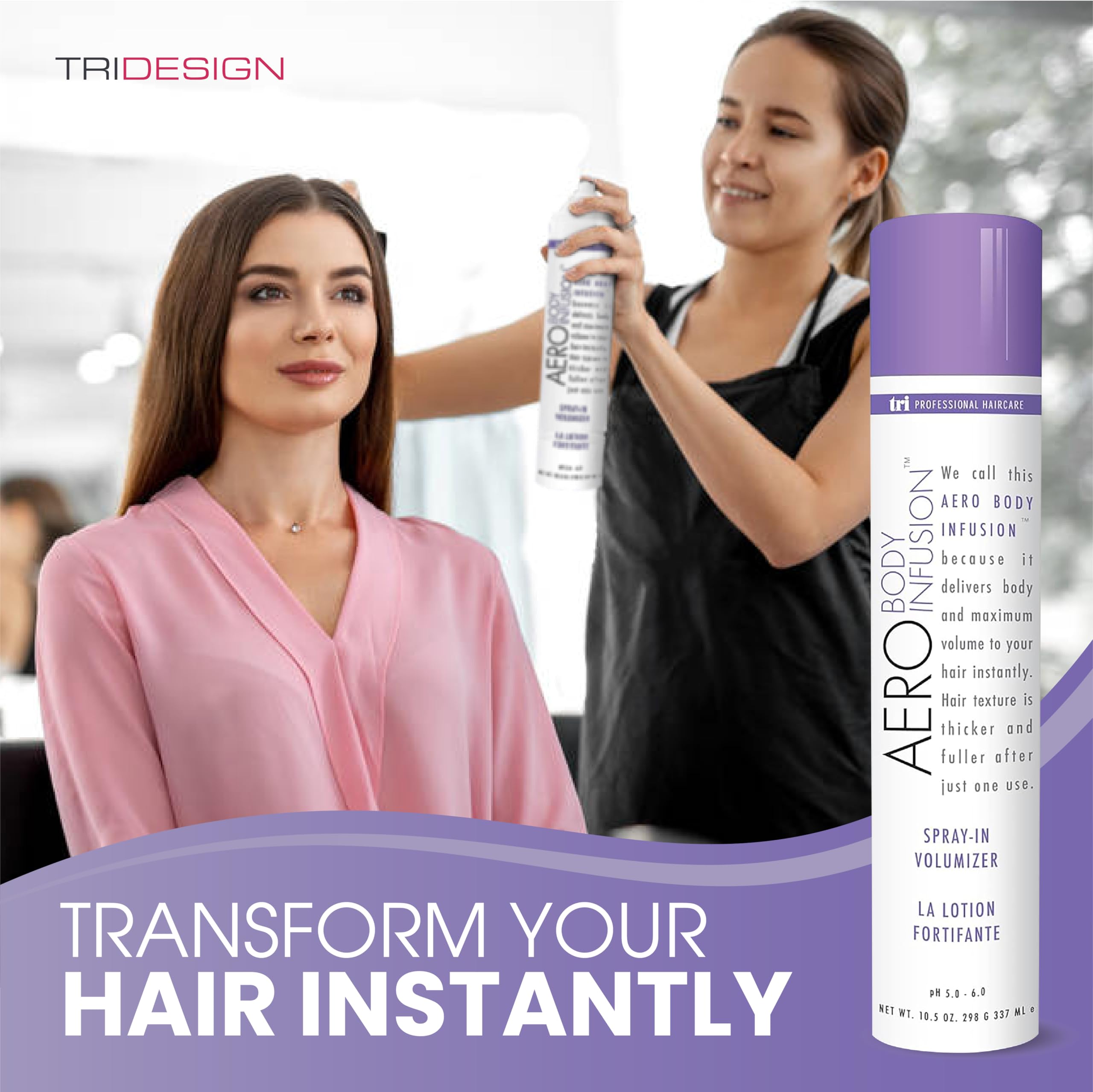 Tri Aero Body Infusion Spray - Volumizing Hair Treatment for Fine & Thin Hair | Lightweight Leave-In Conditioner for Daily Styling & Volume Boost | Perfect for Home Use & Salon Styling