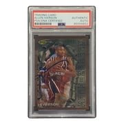 Authentic Allen Iverson Signed 1996 Topps Finest #69 76ers Rookie Card PSA/DNA Certified - Perfect for NBA Memorabilia Collectors & Philadelphia 76ers Fans Display
