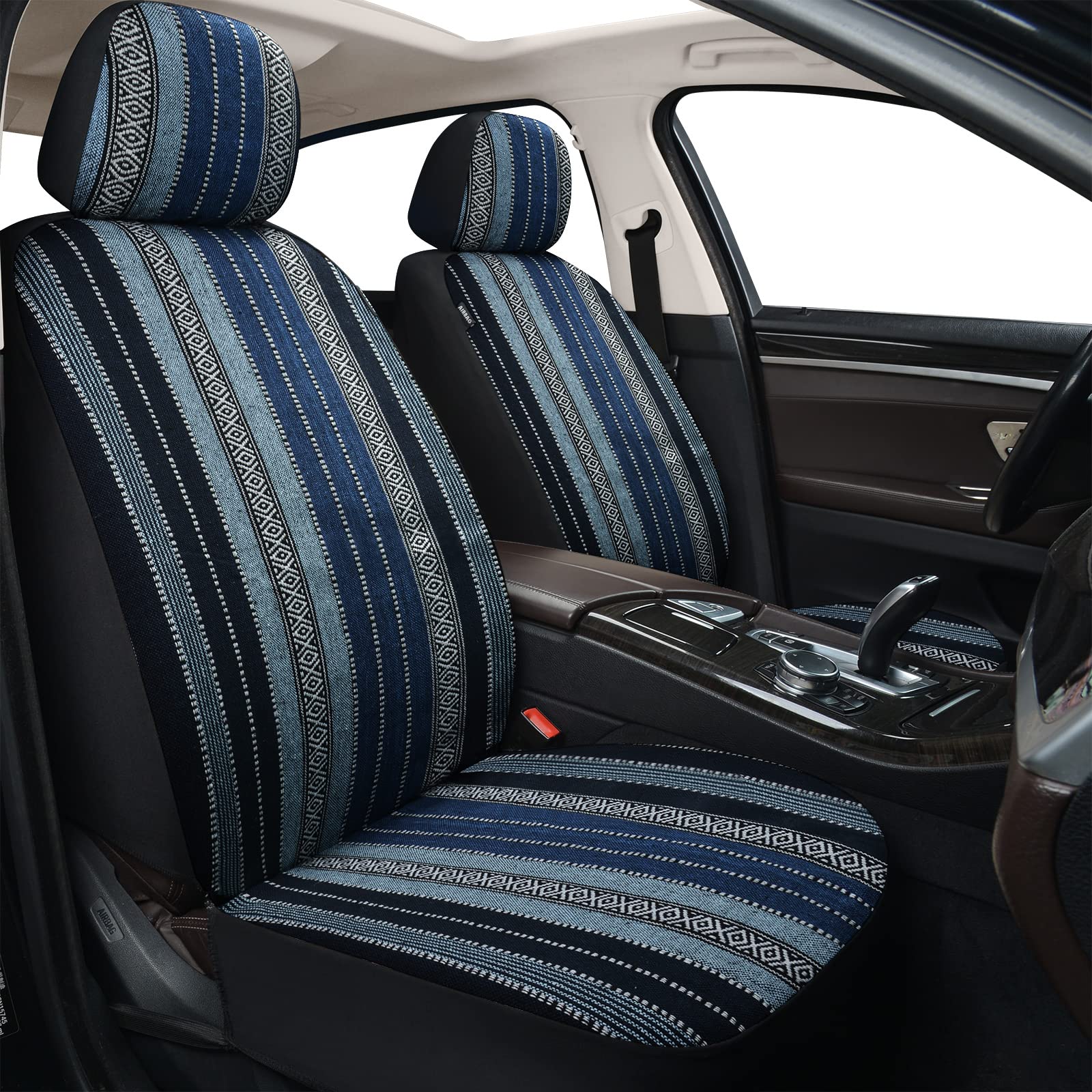 ENOGE Baja Saddle Blanket Seat Covers Full Set - Breathable Bohemian Style Universal Fit for Cars, SUVs, Trucks & Vans (Baja Blue) | Durable & Stylish Protection for Road Trips, Camping & Daily Commute