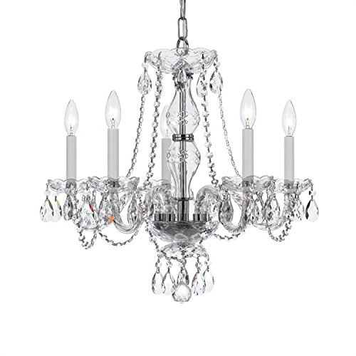 5-Light Spectra Crystal Chandelier with Polished Chrome Finish - Elegant Traditional Lighting for Dining Room, Living Room, or Entryway
