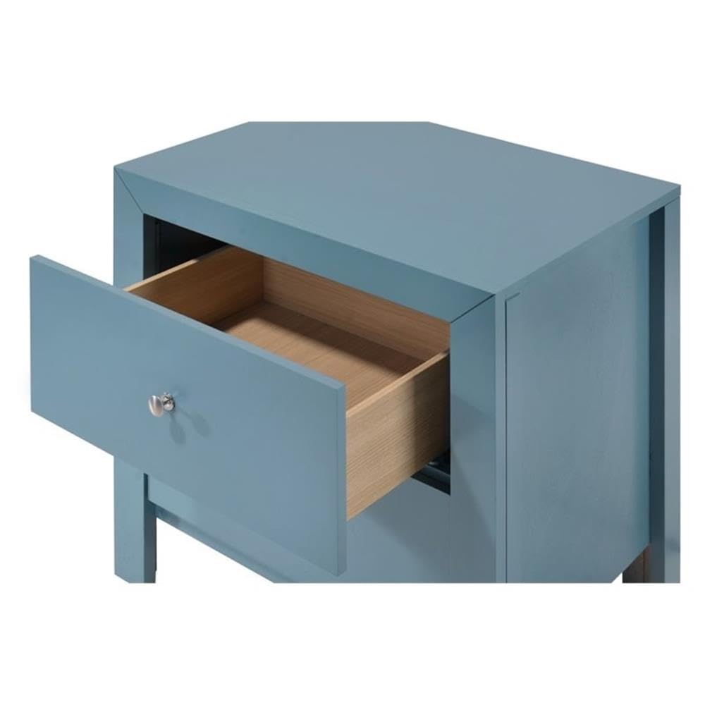 Glory Furniture Burlington 2-Drawer Nightstand in Teal - Modern Bedside Table for Bedroom Storage & Organization