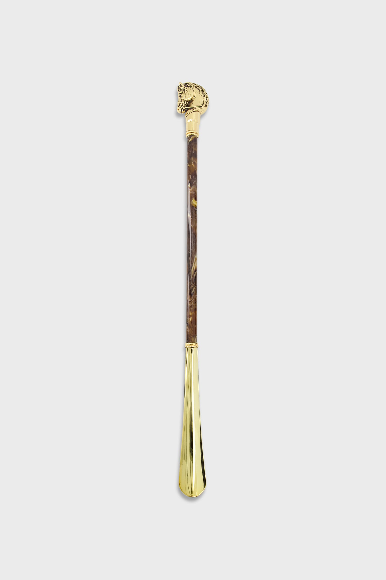 Pasotti Luxury Brown & Gold Horse Shoehorn - Elegant Shoe Horn for Men & Women - Perfect for Dress Shoes, Boots, and Formal Occasions
