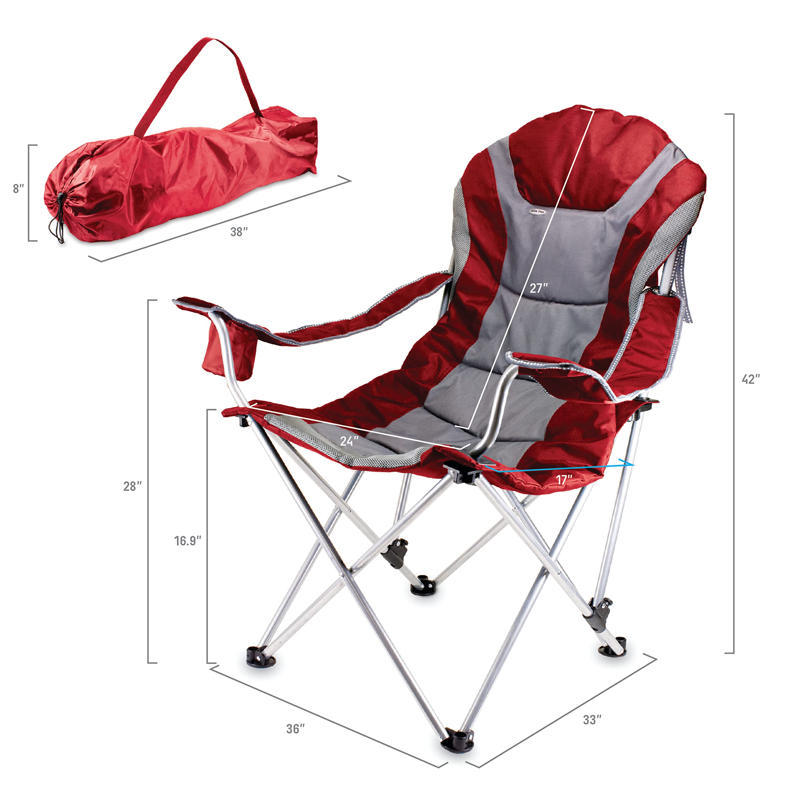 PICNIC TIME NFL Reclining Camping Chair for Adults - Portable Beach & Sports Chair with Carry Bag - Perfect for Football Games, Camping, Beach Outings & Outdoor Events
