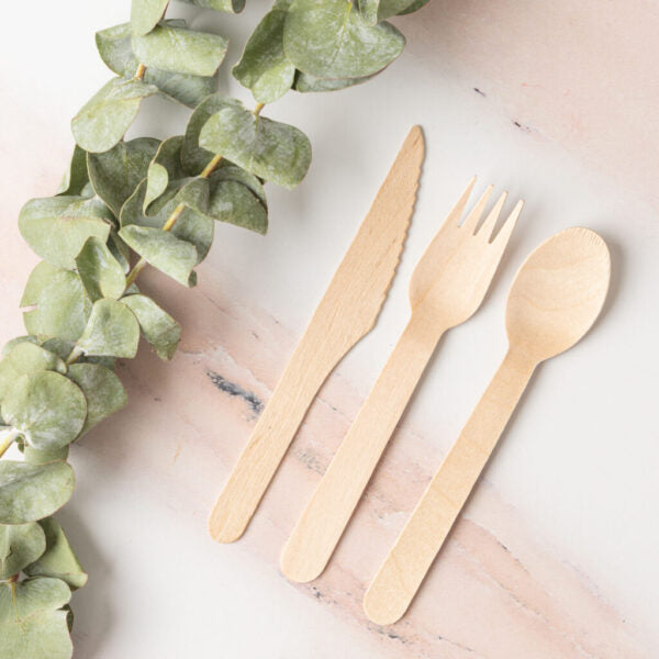 Eco-Friendly Palm Leaf Disposable Cutlery Set - 200 Piece Biodegradable Wooden Utensils for Parties, Picnics & Sustainable Dining
