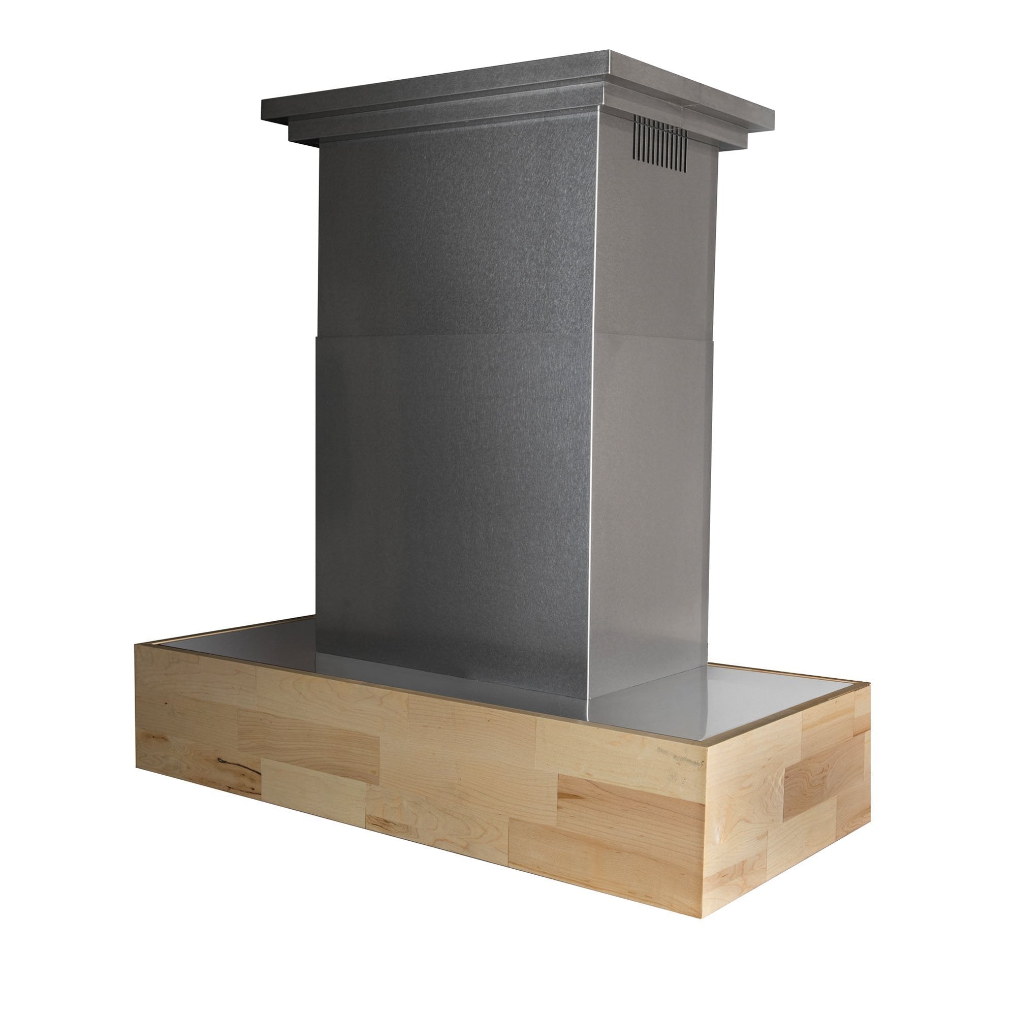 ZLINE 681iM RD Maple Butcher Block Dual Remote Blower Designer Series Wooden Island Mount Range Hood - Professional Kitchen Ventilation for Modern Home Cooking
