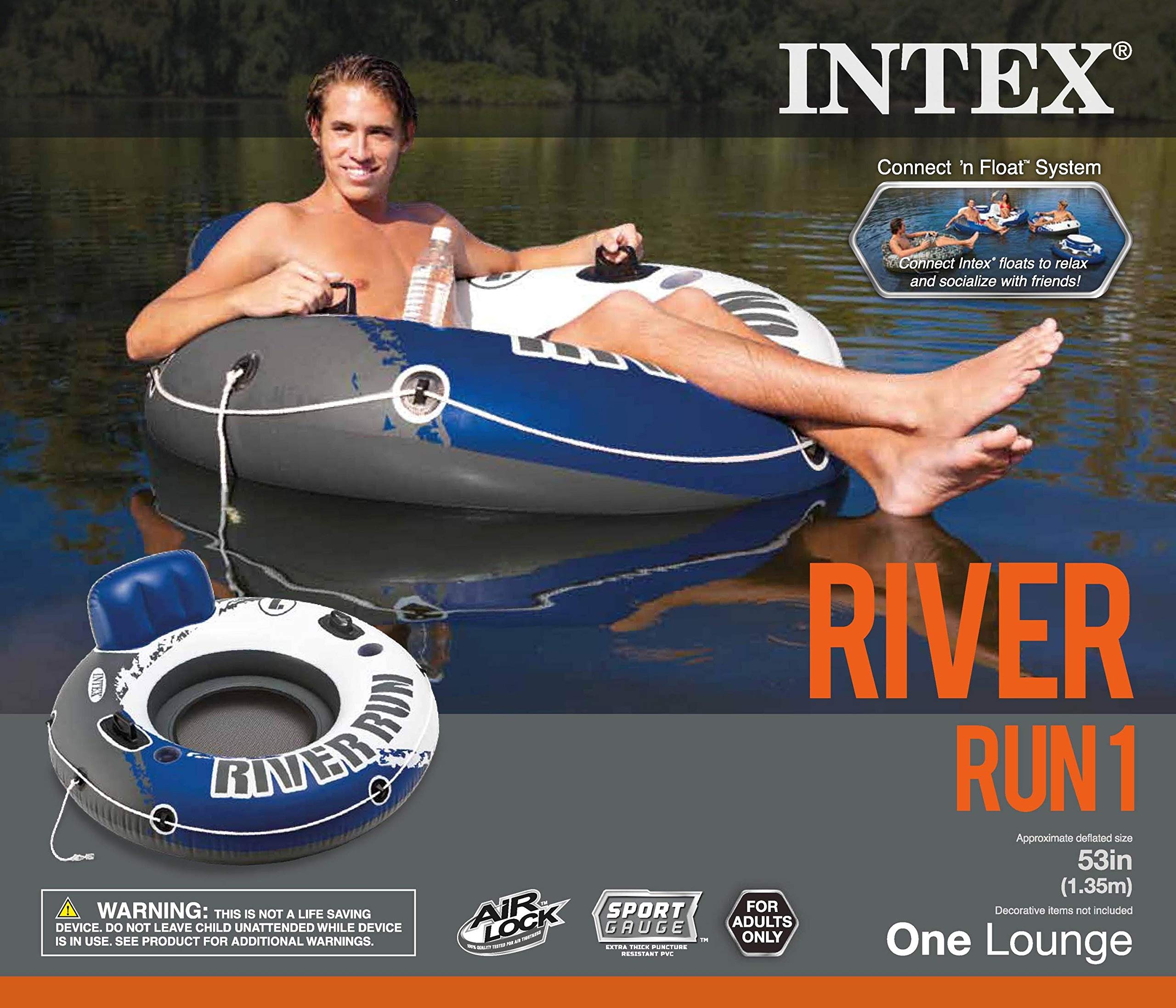 Intex River Run Inflatable Floating Tube - Heavy Duty Water Raft for Lake, River & Pool | Perfect for Relaxing, Swimming & Summer Fun