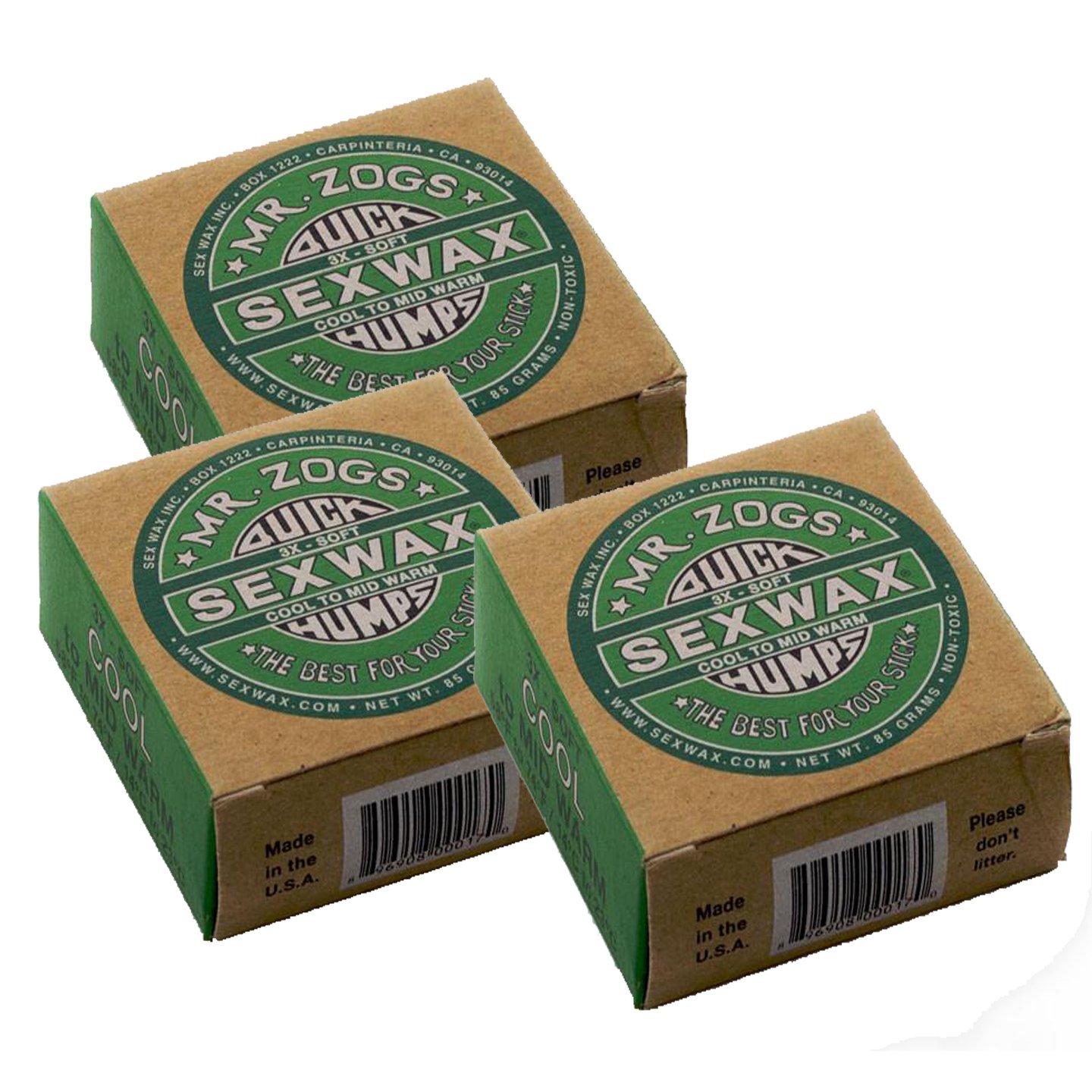 Sex Wax Quick Humps Coconut Surf Wax - 3 Pack (Cool to Mid Warm Temperature) for Surfboard Traction & Grip - Perfect for Beach, Waves & Water Sports