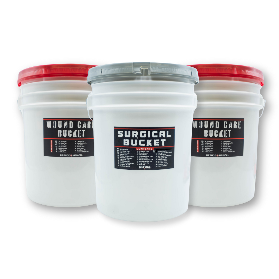 Professional Wound Care Kit (2-Pack) with Surgical Bucket - First Aid, Emergency & Medical Supplies for Home, Clinic & Hospital Use