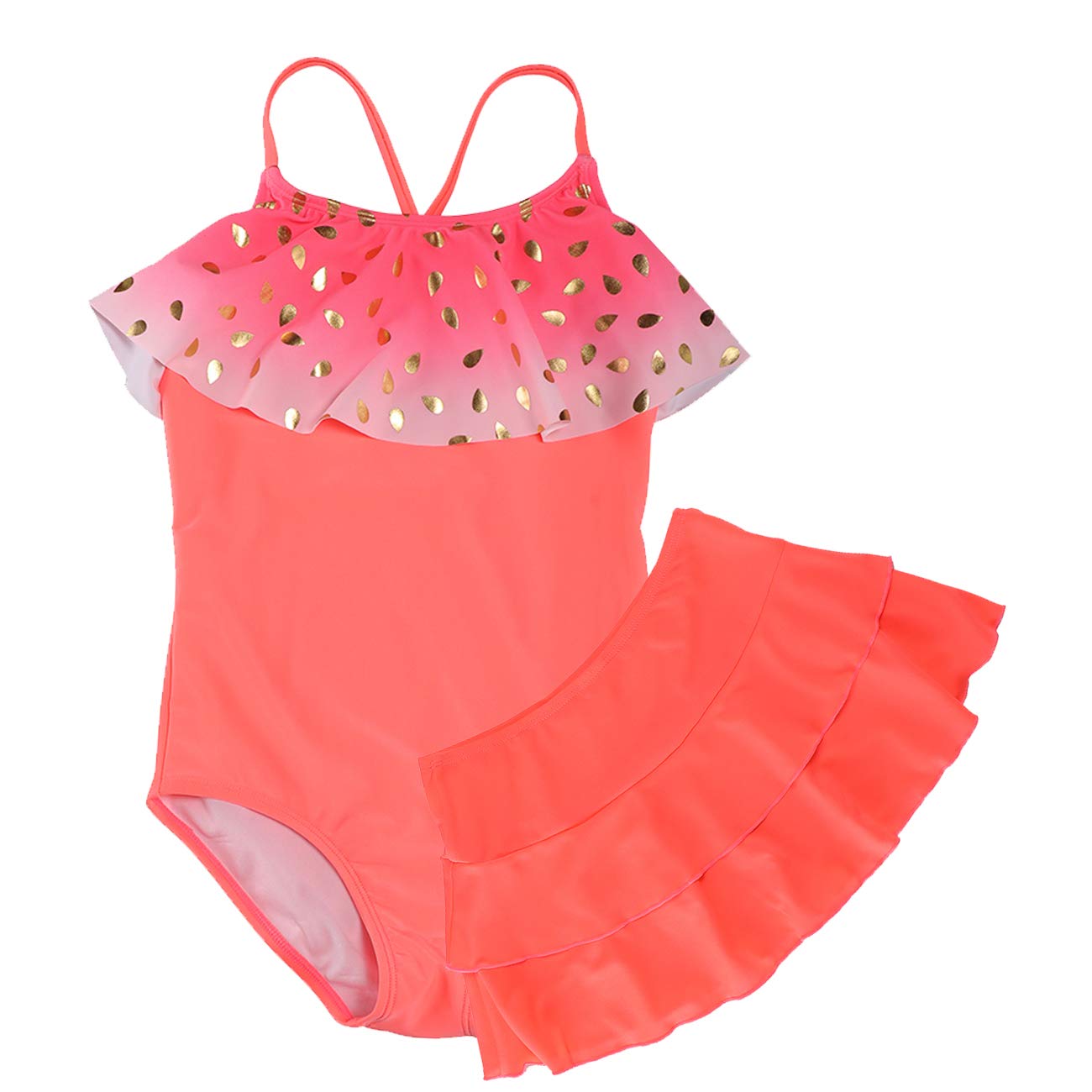 **Dayu Girls' One Piece Swimsuit with Swim Skirt - UPF 50+ Sun Protection, Quick Dry, Modest Swimwear for Beach, Pool & Water Sports**