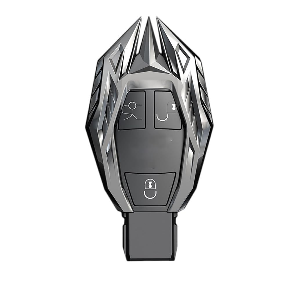 Premium Metal Key Fob Cover for Mercedes Benz - Compatible with C/E/G/S/M/GL/CLS/CLK/G Class Smart Key (Grey) | Durable Protection & Stylish Design for Keyless Entry Remote | Perfect for Daily Use, Travel & Car Enthusiasts