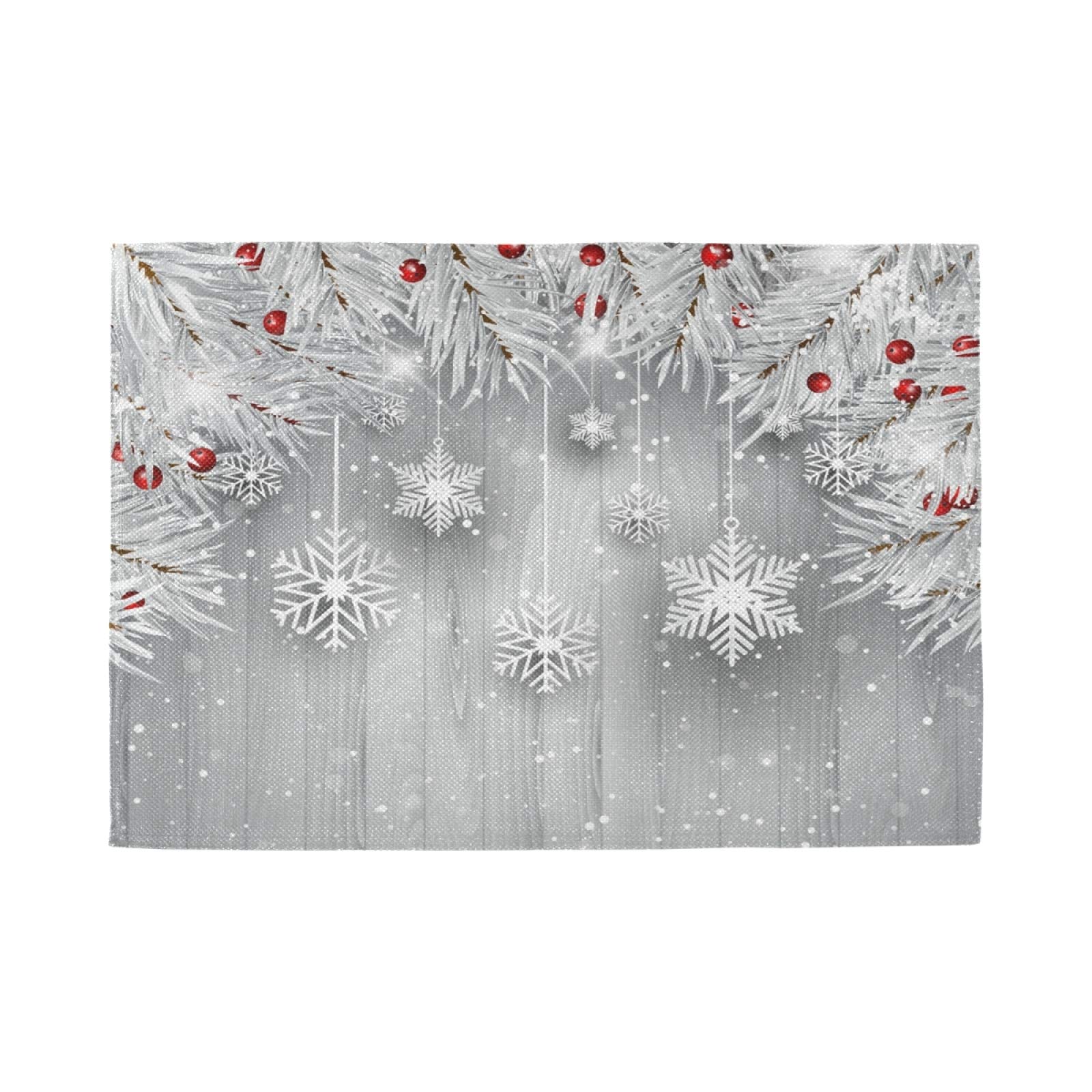 ALAZA Silver Christmas Tree Snowflake Burlap Placemats - Set of 6 Holiday Dining Table Mats for Home & Kitchen Decor - Perfect for Christmas Dinner, Winter Party, and Festive Table Settings