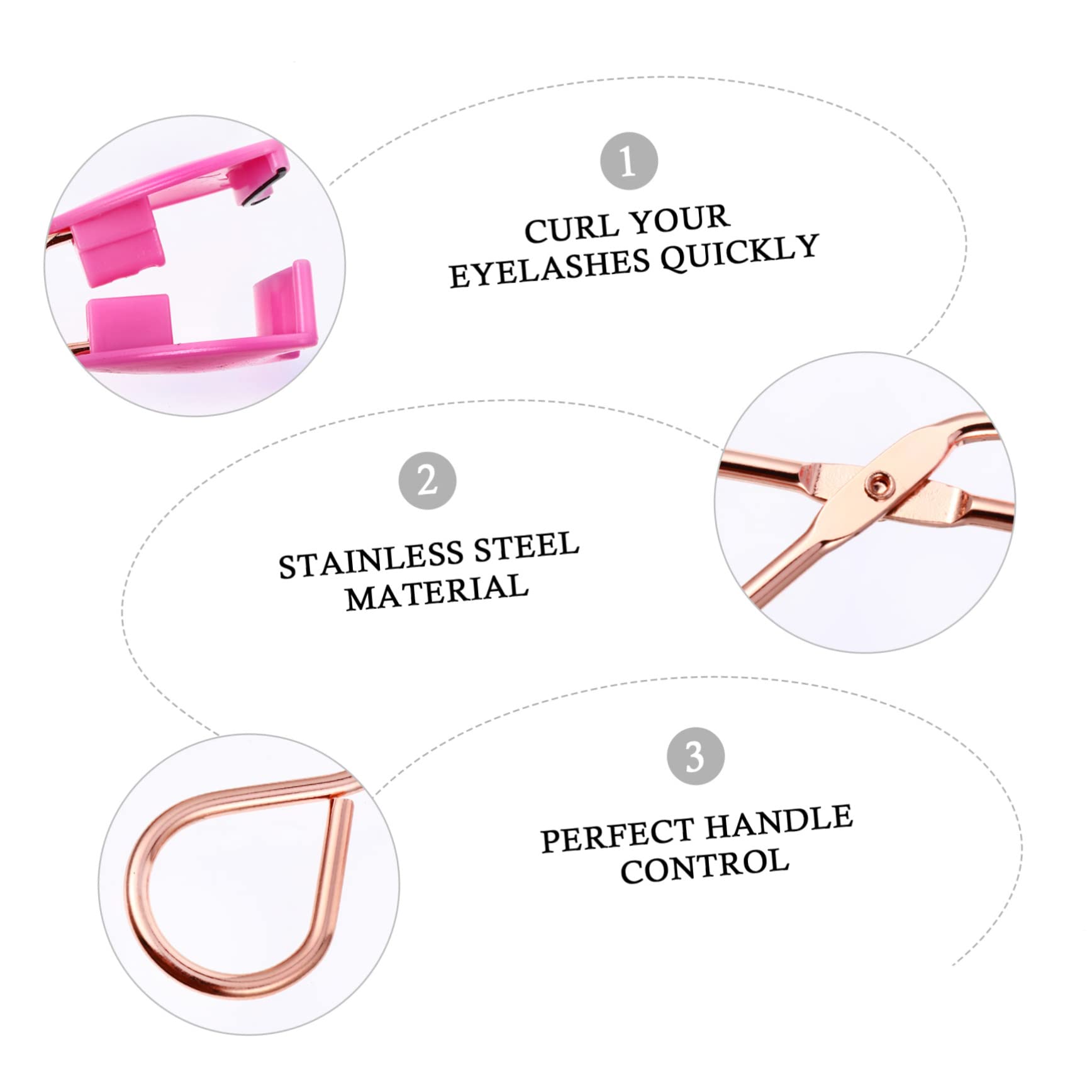 FOMIYES Magnetic Eyelash Curler Kit - Stainless Steel Rose Gold False Lash Clip with Deep Pink Handle | Gentle No-Damage Makeup Tool for Perfect Lashes | Ideal for Daily Use, Special Occasions & Professional Makeup Artists