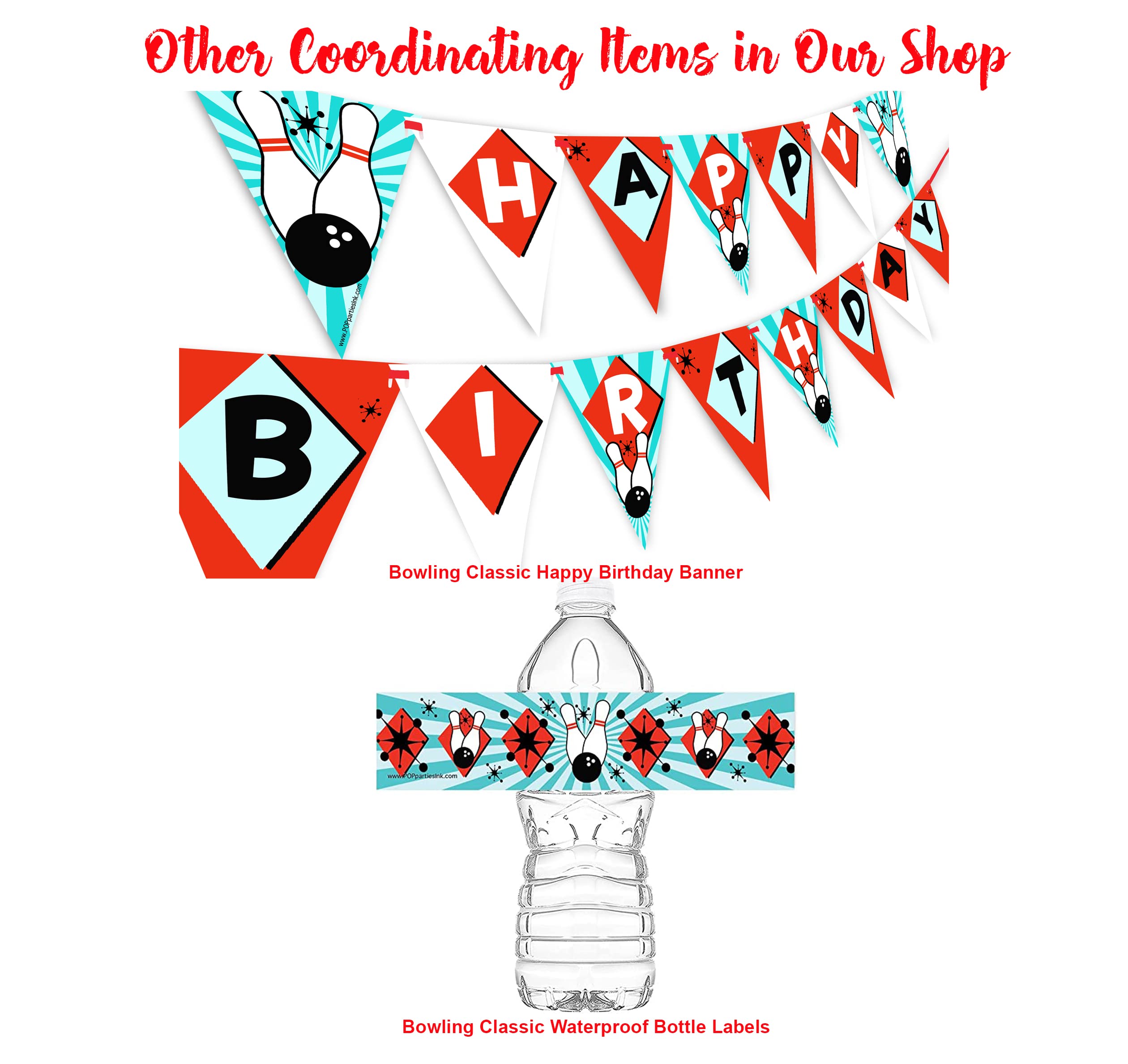 Bowling Cupcake Toppers & Wrappers Set - 24pcs Cupcake Decorations for Bowling Party Supplies - Glow in The Dark Red Theme - Perfect for Bowling Birthday, Themed Events & Sports Celebrations