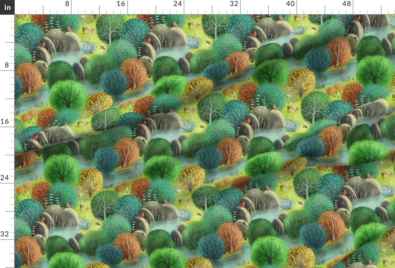 Emerald Forest Green Nature Wild Trees Park Summer Animals Woodland Printed Minky Fabric by The Yard - Soft Plush Material for Sewing Baby Blankets, Quilt Backing & DIY Crafts - Perfect for Nursery Decor, Home Decor Projects & Cozy Throw Blankets