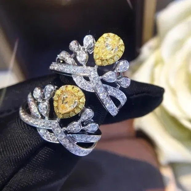 18K Gold Natural Diamond Ring - Elegant Gemstone Engagement Ring for Women, Classic & Trendy Fine Jewelry (2023 New) - Perfect for Weddings, Anniversaries & Special Occasions