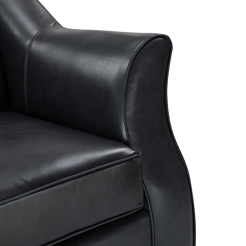 Hugo Traditional Style Curved Genuine Leather Sofa - Elegant Living Room Furniture for Home, Office & Lounge Decor