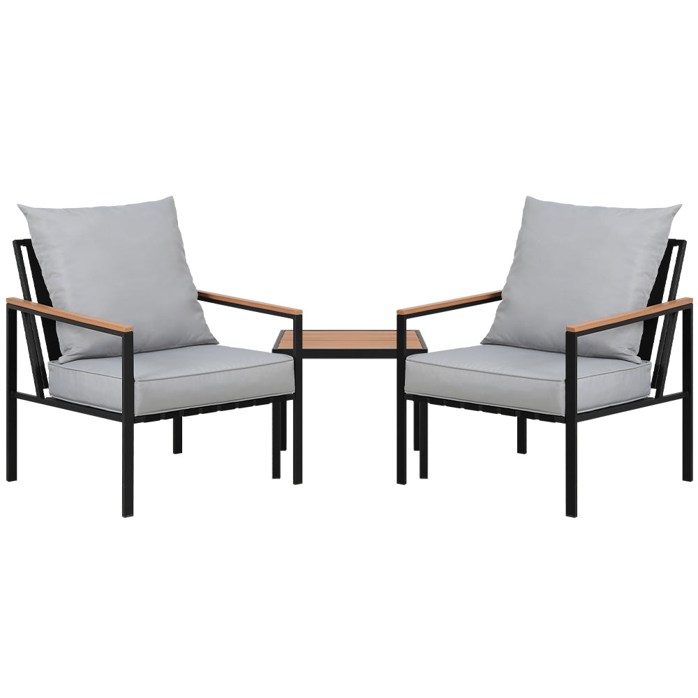 3-Piece Outdoor Bistro Set - Patio Dining Table and Chairs in Black for Garden, Balcony, and Backyard Relaxation
