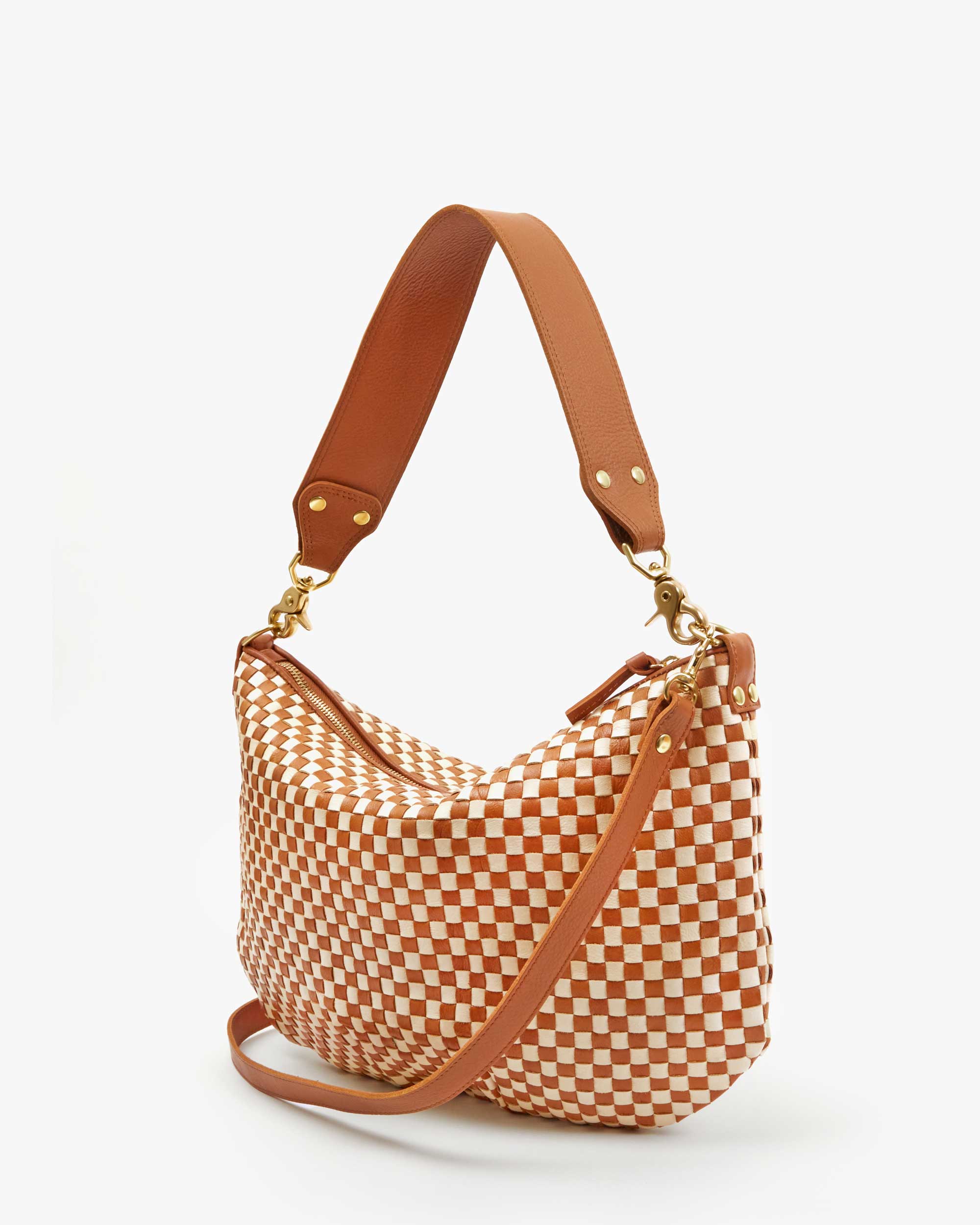 Moyen Messenger Bag - Natural Cream Woven Checker Pattern Crossbody Bag for Women & Men - Perfect for Work, Travel & Daily Commute