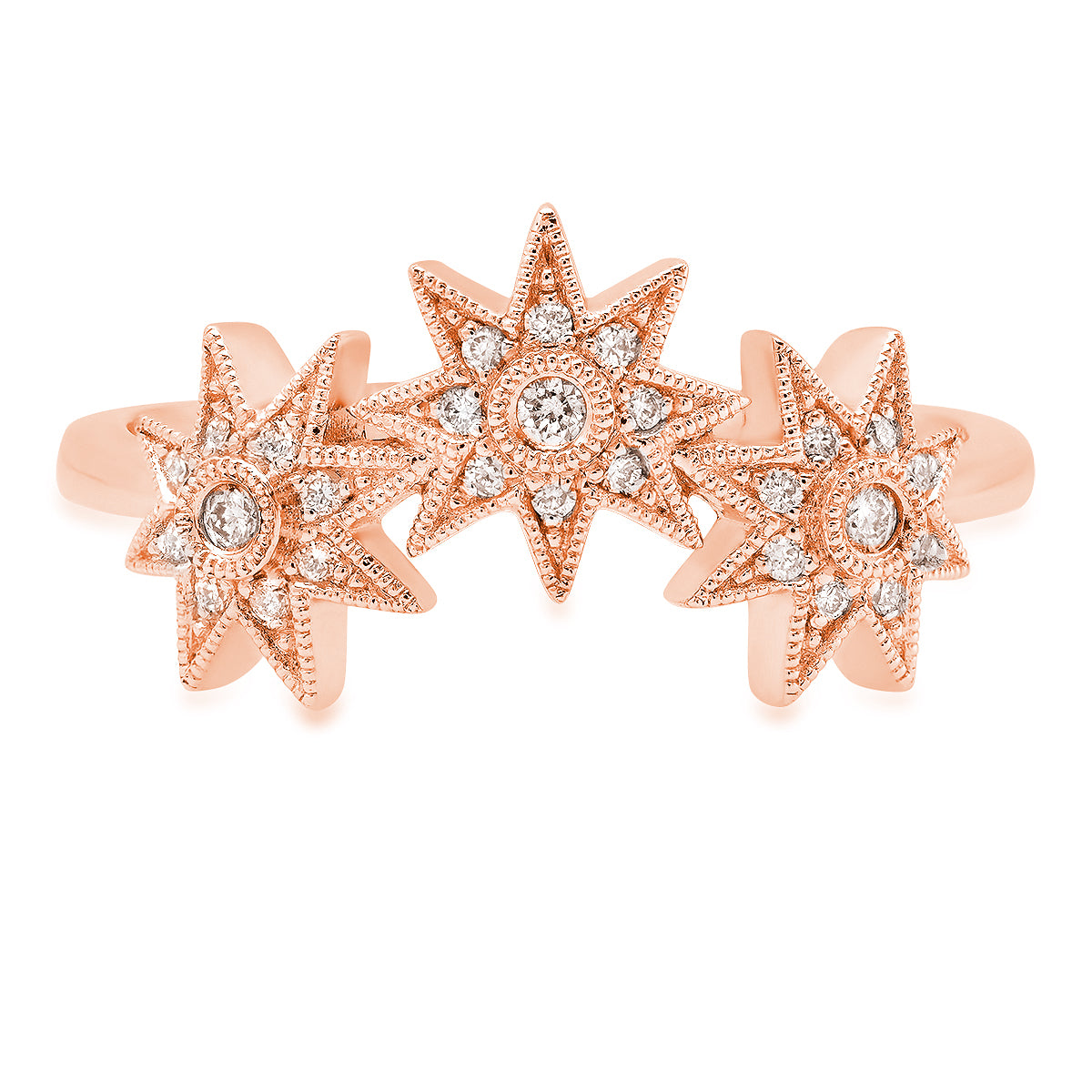 Elegant Curved Three Star Ring in Gold, Silver & Rose Gold - Perfect for Parties, Weddings & Everyday Wear