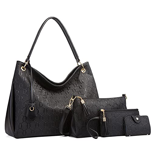 Stylish Women's Handbag Set - 4-Piece Shoulder Bags, Totes & Satchels for Work, Travel & Everyday Use | Fashionable Hobo Purses & Matching Accessories