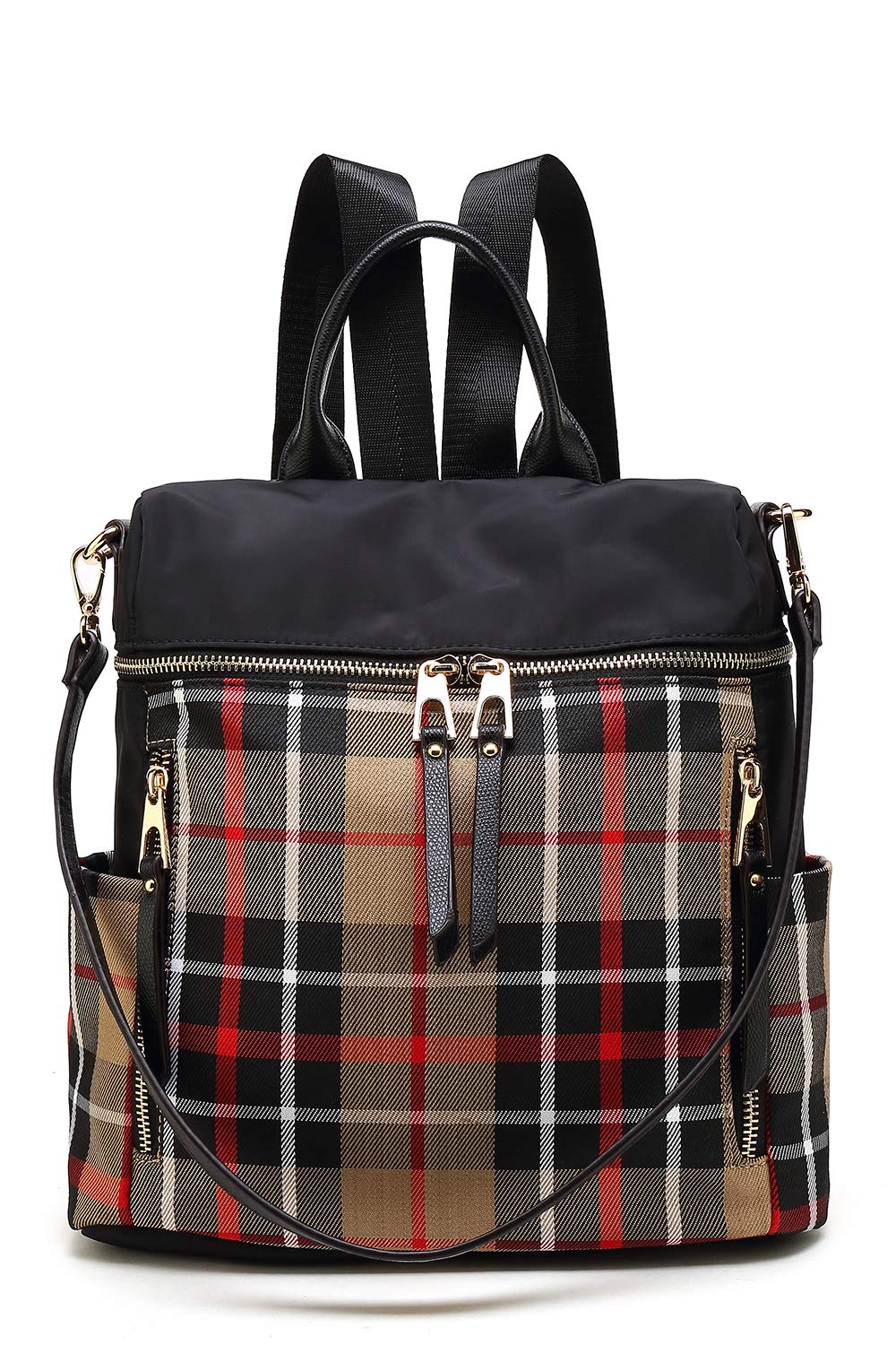 MKF Collection Nishi Plaid Waterproof Laptop Backpack - 15.6 Inch Travel Daypack with USB Charging Port, Durable Nylon School & Work Backpack for Men & Women - Perfect for Commuting, College & Business Trips