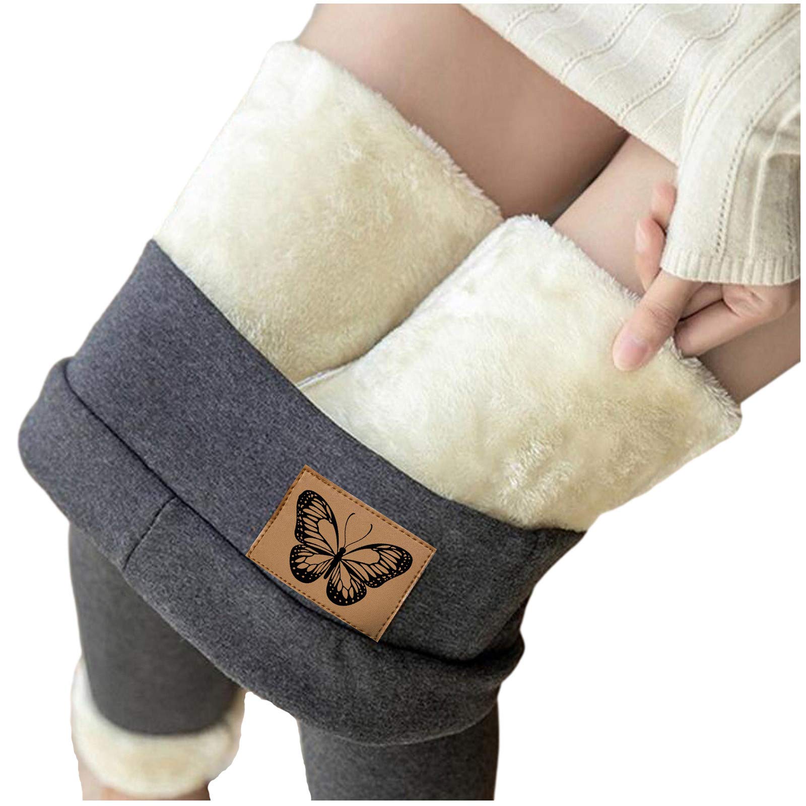 WOYAOFA 2021 Premium Fleece Lined Leggings for Women - Winter Thermal Black Plus Size Fuzzy Warm High Waisted Tights - Perfect for Yoga, Running & Cold Weather Outfits