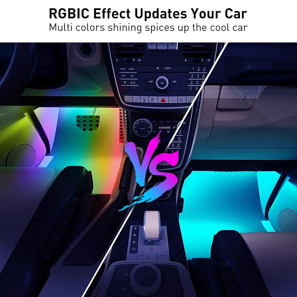 Govee Smart RGBIC Car Interior Lights with APP & Remote Control, 72 LED Strip Lights for Car Decor - DIY Mode, Multiple Scene Options, 2-Line Design - Perfect for Night Driving, Car Parties & Vehicle Customization
