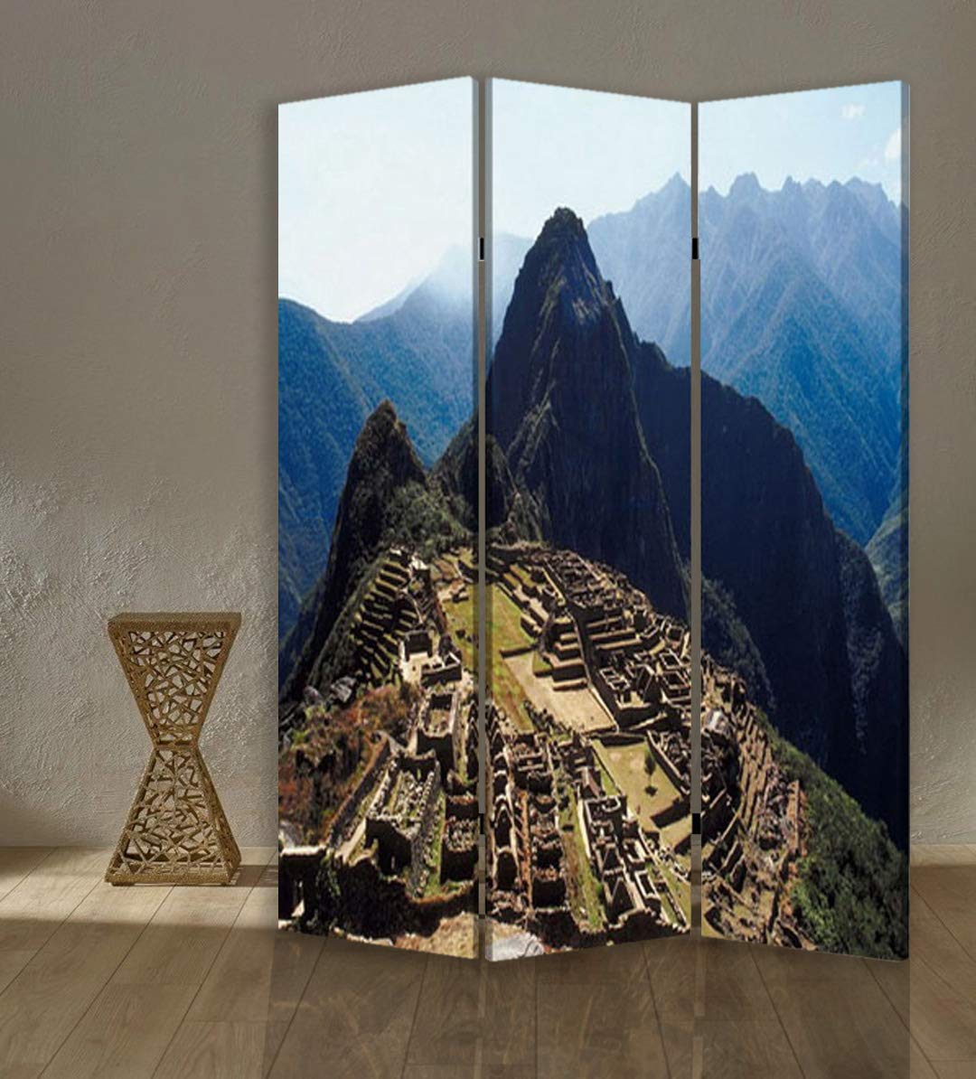 Screen Gems Machu Picchu Room Divider - Handcrafted Wooden Folding Partition for Home & Office Decor - Perfect for Living Room, Bedroom, and Studio Space Division