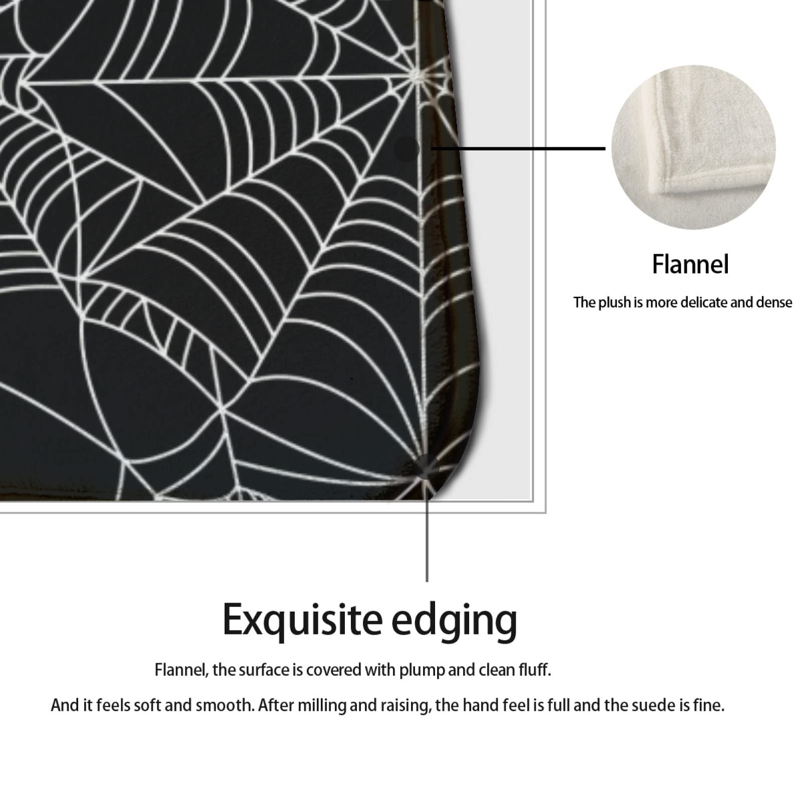Halloween Spider Web Kitchen Rug Set - 2 PCS Non-Slip Washable Flannel Floor Mats with Black & White Spider Pattern for Kitchen, Bathroom, Laundry - Perfect for Halloween Decor & Home Safety