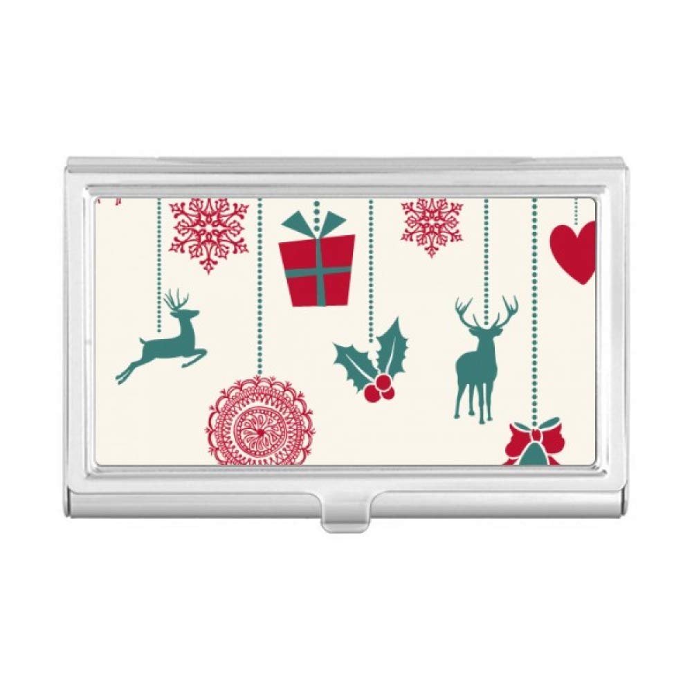Christmas Elk Snowflake Heart Business Card Holder - Elegant Metal Card Case for Holiday Gifts, Office & Party Use