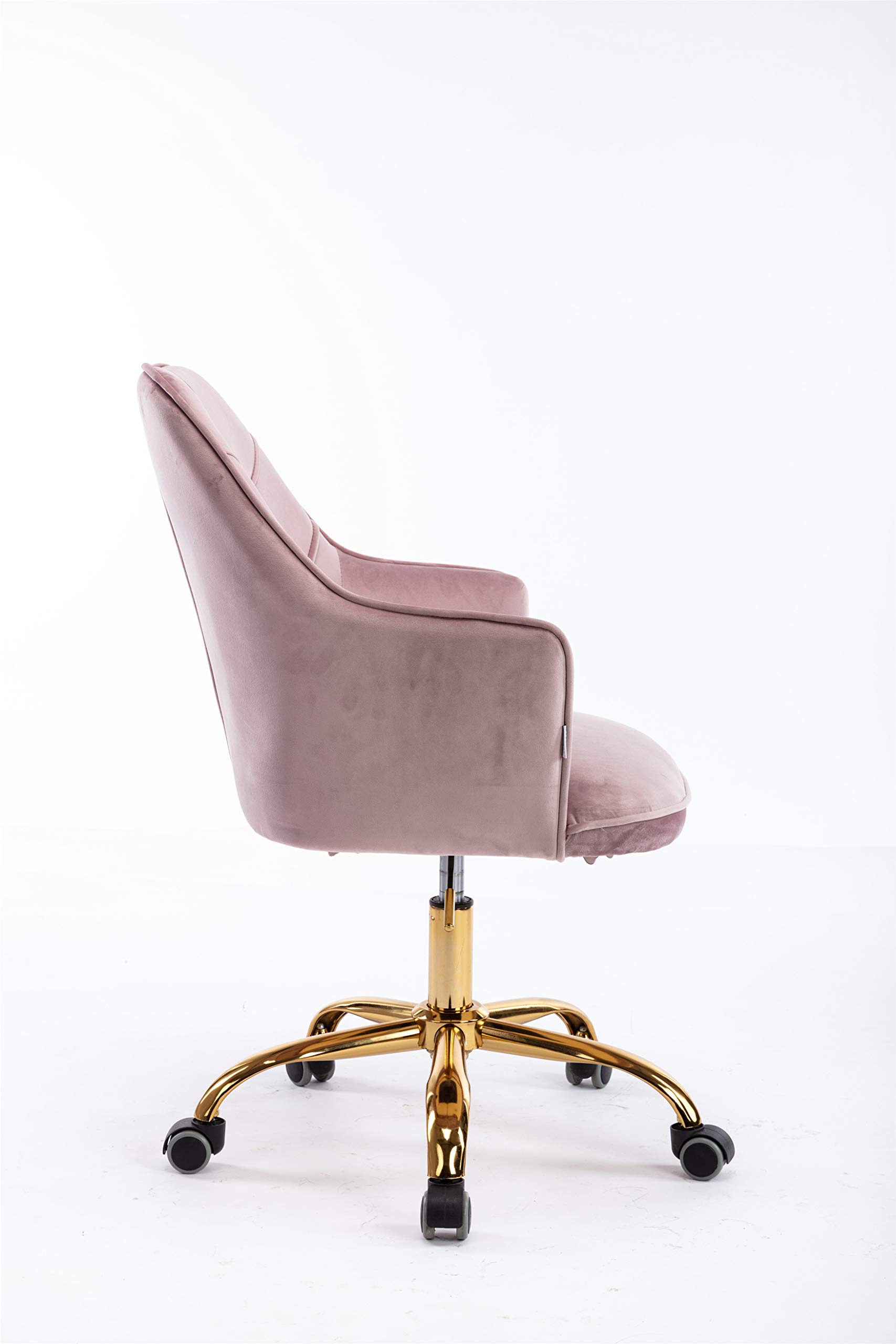Luxury Velvet Office Chair with Tufted Back - Adjustable Swivel Desk Chair with Golden Metal Base for Home Office, Bedroom & Living Room - Perfect for Working, Gaming & Relaxing