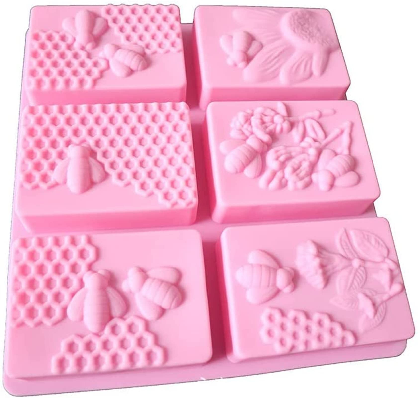 2Pcs Rectangle Bee Silicone Soap Molds - Reusable Honeycomb Molds for DIY Soap, Chocolate, Jelly, Candy Making | Perfect for Homemade Crafts, Bath Bombs & Party Favors