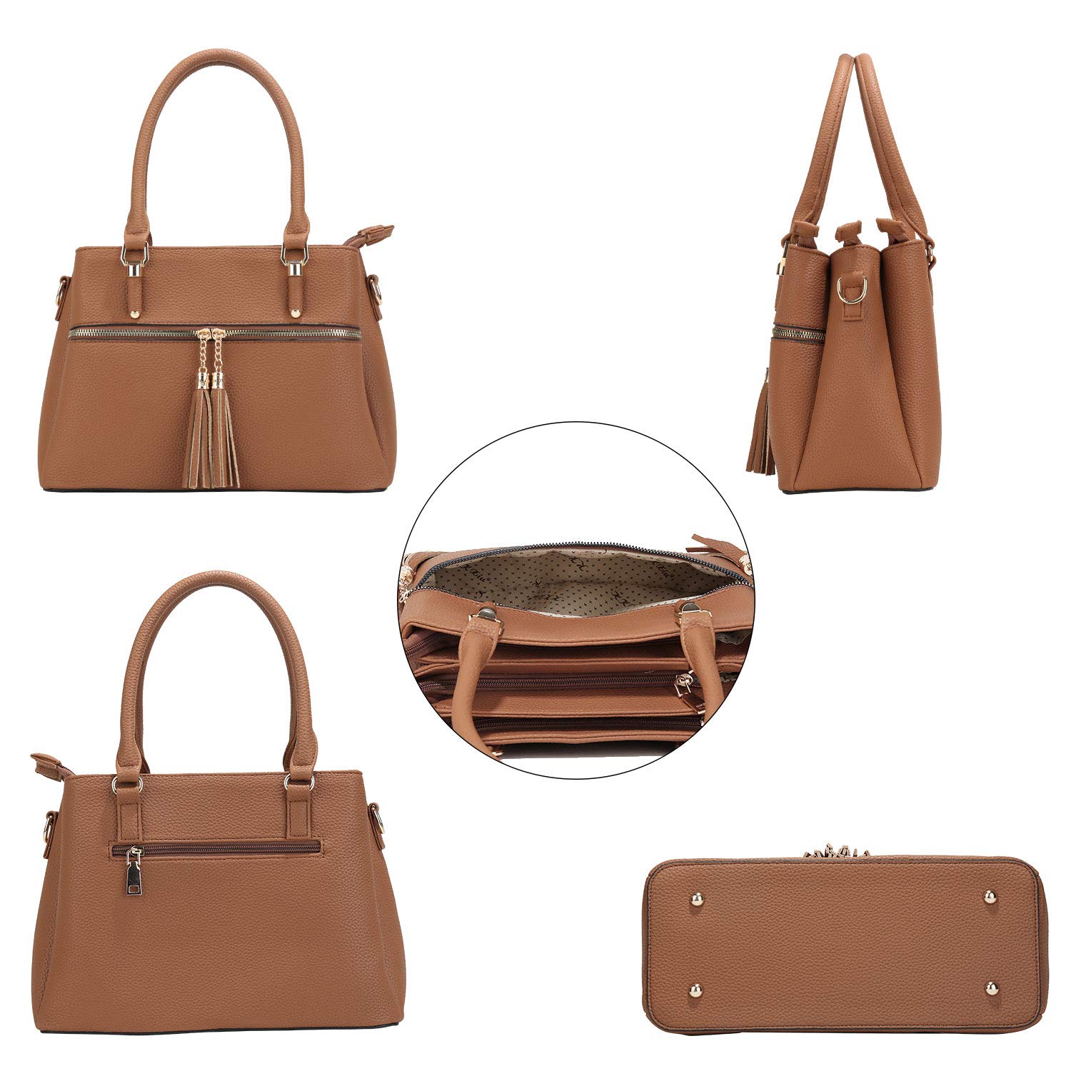 KKXIU Women's Leather Crossbody Bag with Zipper Pockets - Stylish Satchel Shoulder Handbag for Work, Travel & Everyday Use
