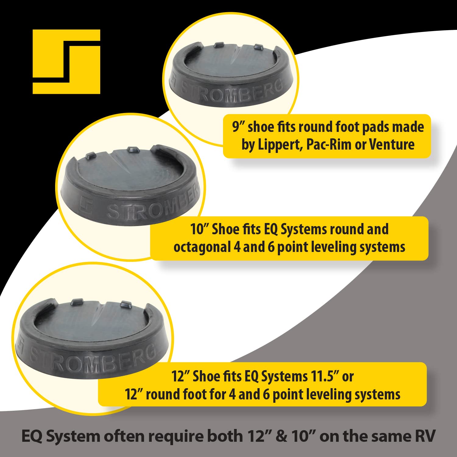 Stromberg Carlson RV Leveling Jack Pads - Heavy Duty 9 Inch Round Rubber Blocks for RV Stabilization, Non-Slip Camper Leveling Pads (6 Pack) - Perfect for Uneven Grounds, Driveways & Camping Sites