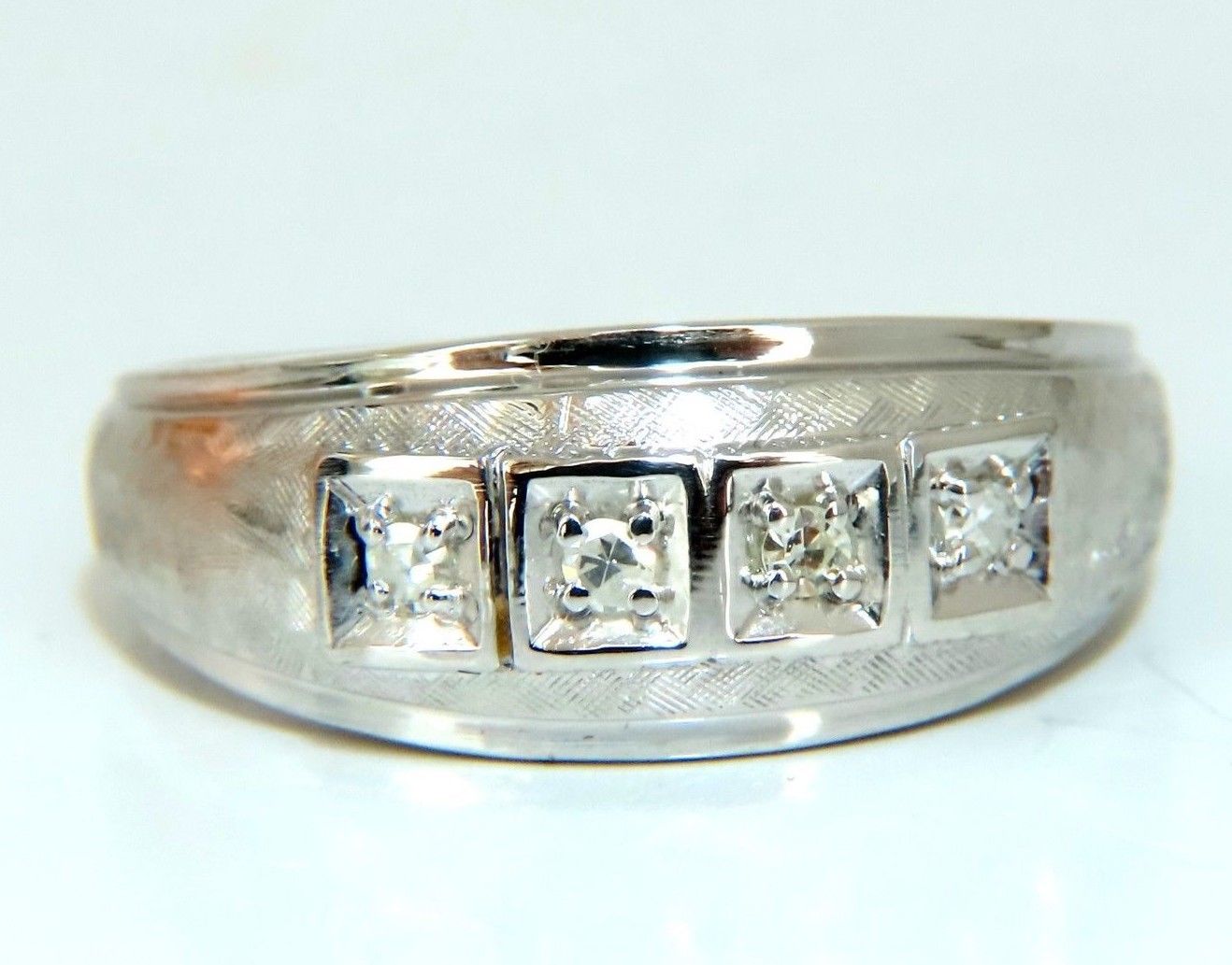 14K Gold Men's Diamond Beaded Wide Band Ring - 0.15ct Natural Round Cut Diamonds - Perfect for Weddings, Anniversaries & Special Occasions