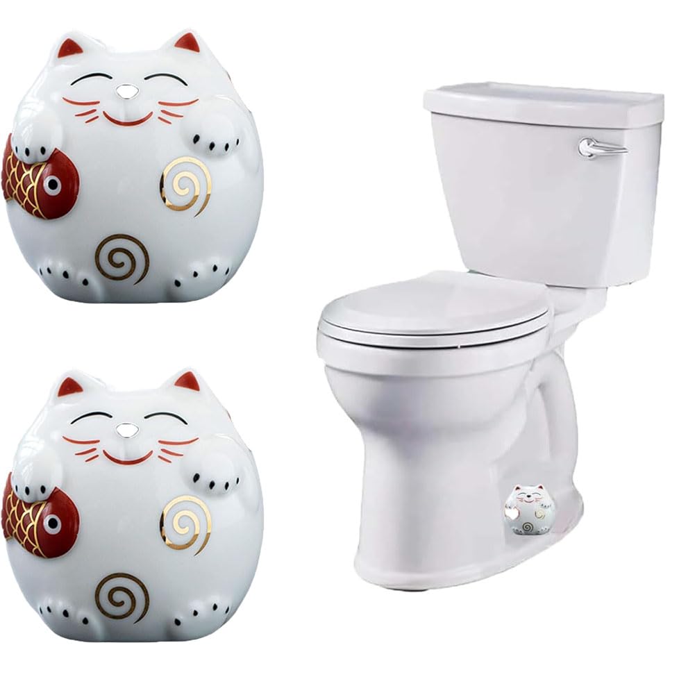 Ceramic Cat Toilet Bolt Caps - 2PCS Fun Cat-Themed Bathroom Decorative Covers for Toilet Floor Bolts - Perfect for Pet Lovers' Home & Bathroom Renovation Projects