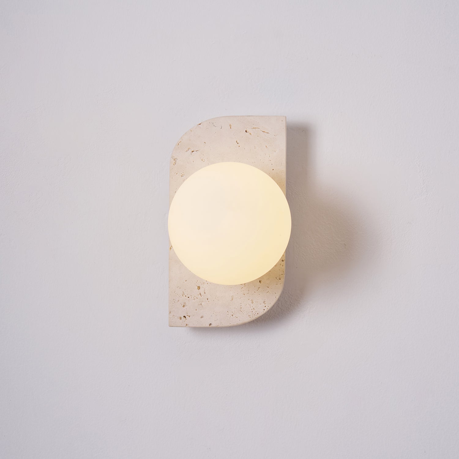 Elysian Travertine Plug-in Wall Sconce - Modern Plug in Wall Light Fixture for Bedroom, Living Room & Hallway Lighting Decor