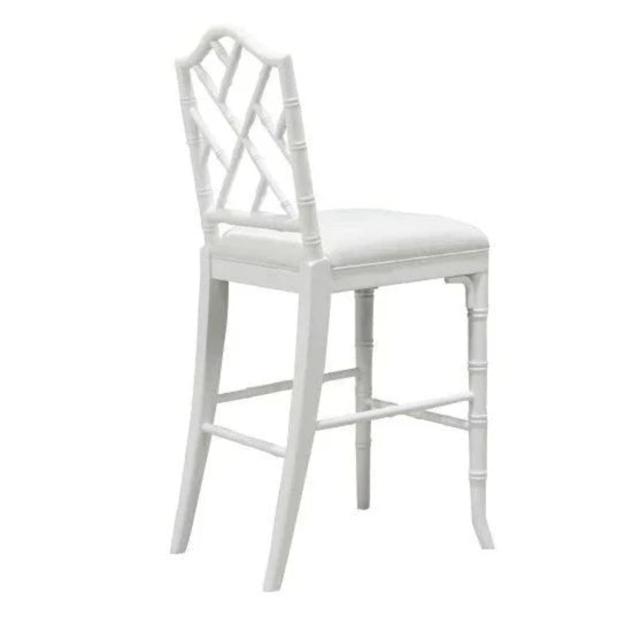 Annette White Chippendale Counter Stool - Elegant Upholstered Bar Stool for Kitchen Island, Breakfast Nook & Dining Room Decor