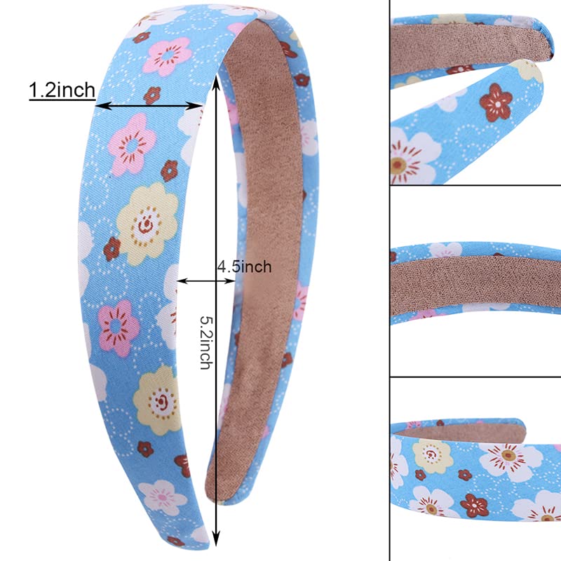EPARTY - 4 Pack Floral Print Satin Headbands for Women, Non-Slip Wide Hair Bands (3cm), Stretch Elastic Hair Hoops for DIY Styling - Perfect for Parties, Weddings, and Everyday Fashion Accessories