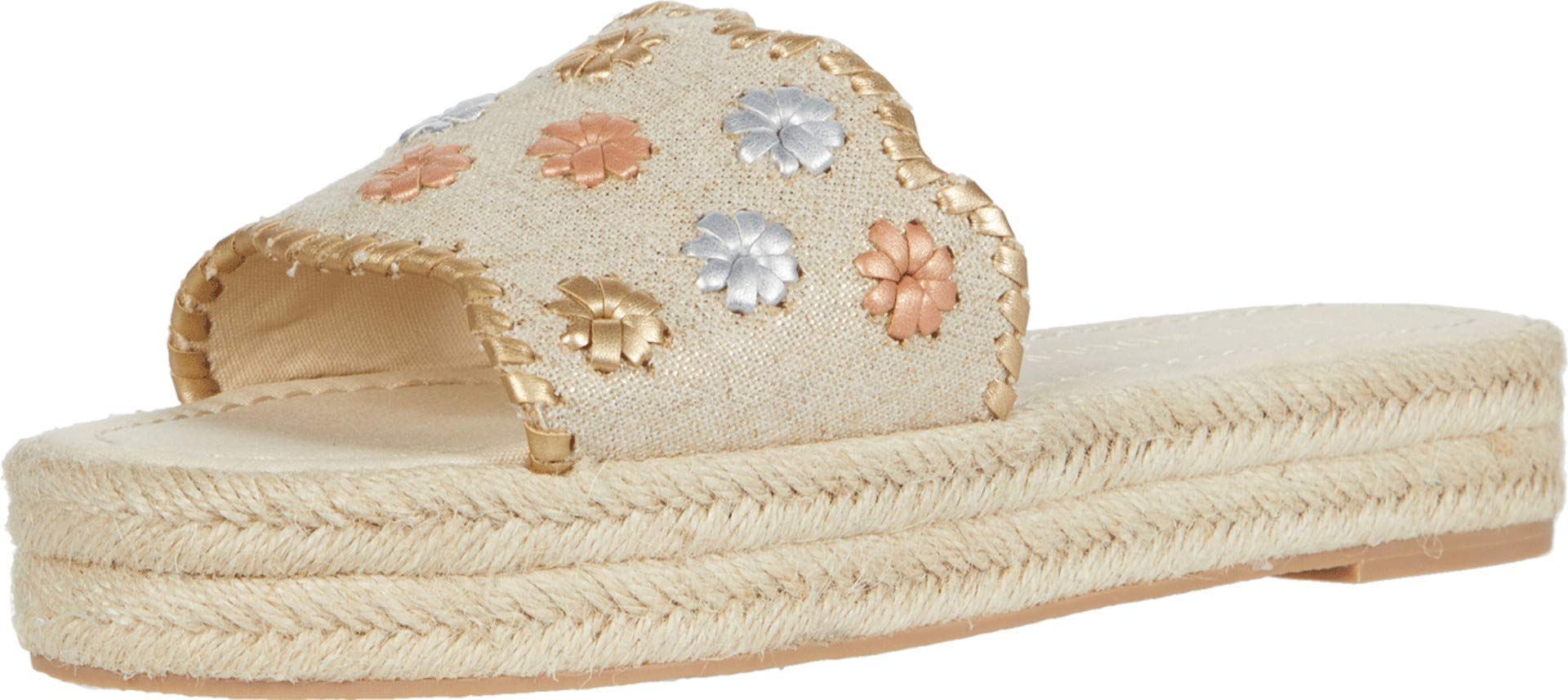 Jack Rogers Women's Palmer Slide Espadrille Sandals - Ecru/Metallic - Size 6 | Comfortable Summer Casual Shoes for Beach, Vacation & Everyday Wear