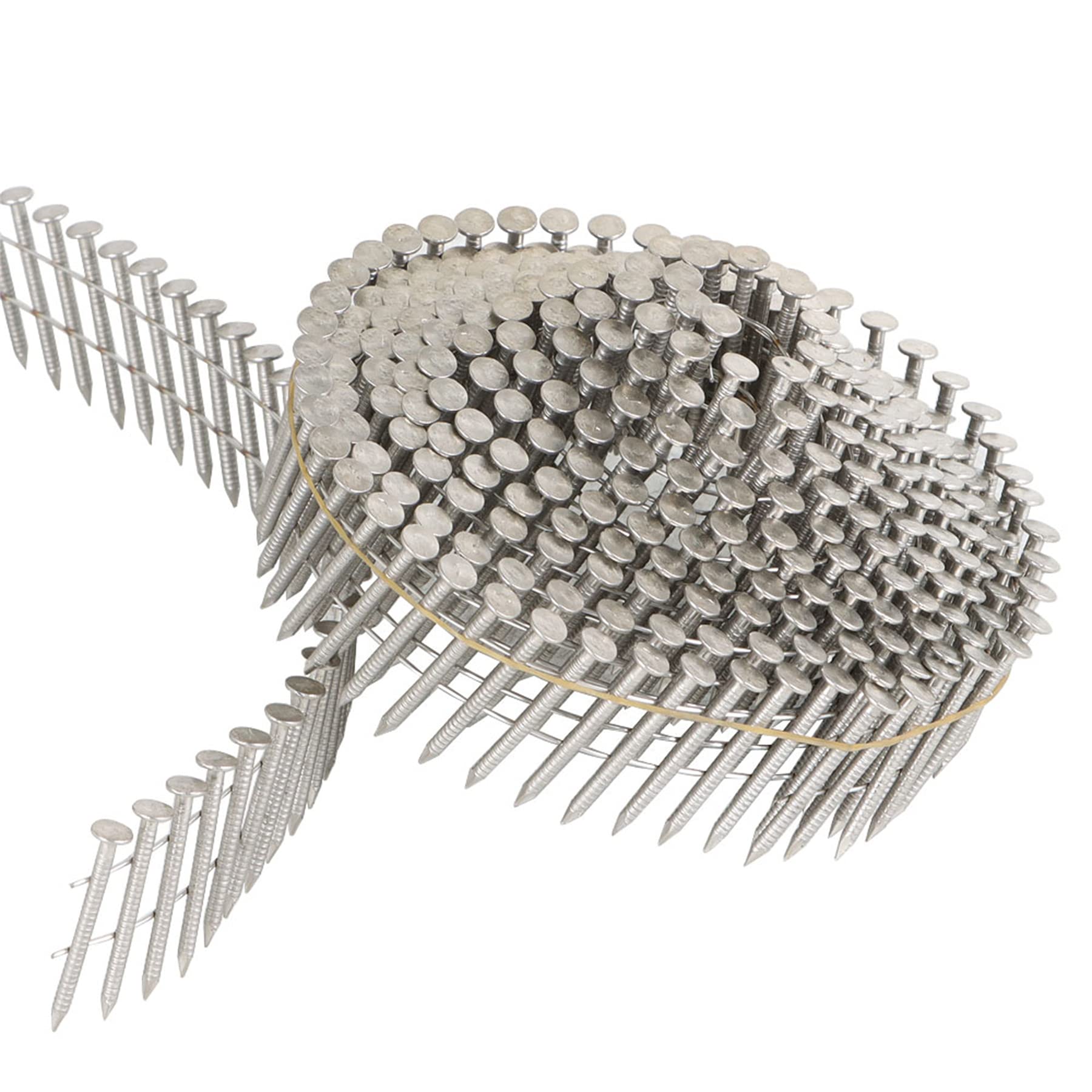 15 Degree Stainless Steel Siding Nails 1-1/4-Inch x .090-Inch Collated Wire Coil Roofing Nails - 304 Stainless Steel (1200 Count) - Perfect for Roofing, Siding, and Exterior Construction Projects